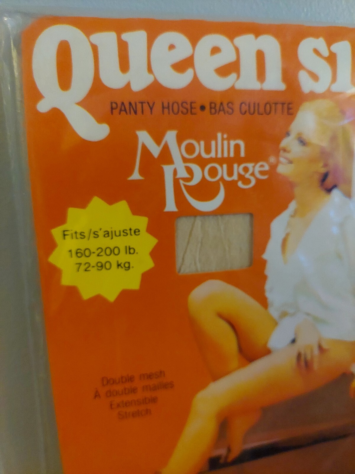 Vintage Pantyhose Moulin Rouge Color Ivory Queen Size 160-200 Lbs BDR2