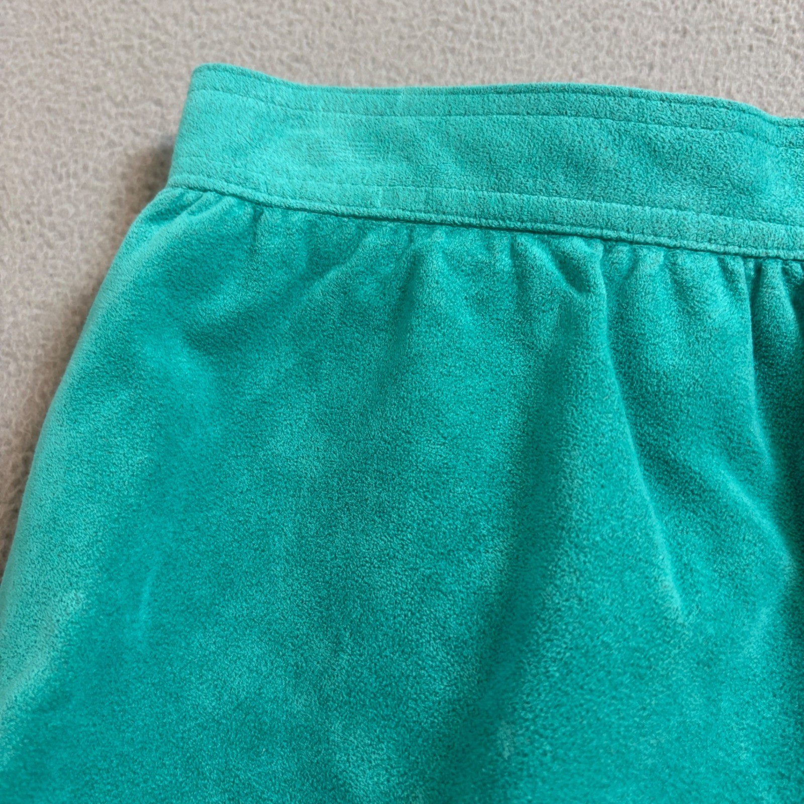 Vintage Ultrasuede Teal Green Midi Skirt High Waist A-Line 27″ Waist Small