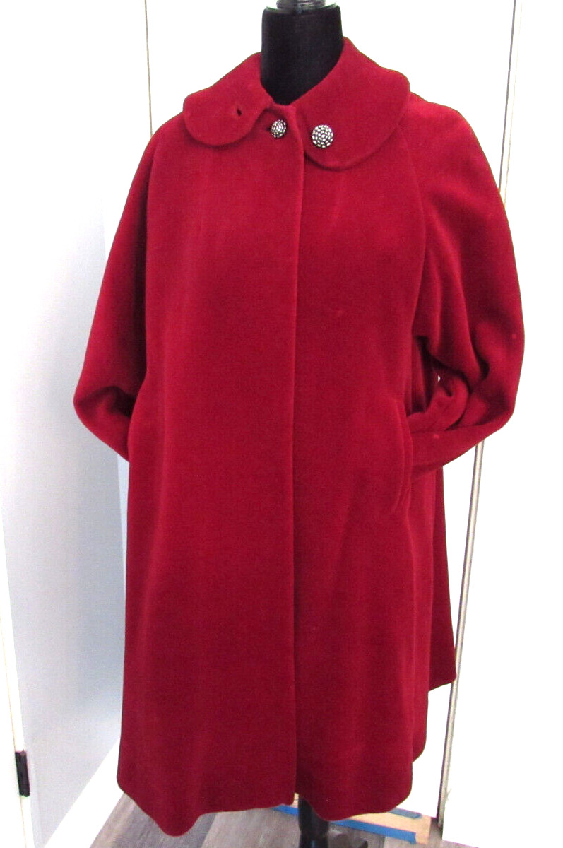 Vintage Forstmann Fleur de Lis Levitt Shop Dark Red Women’s Overcoat Jacket
