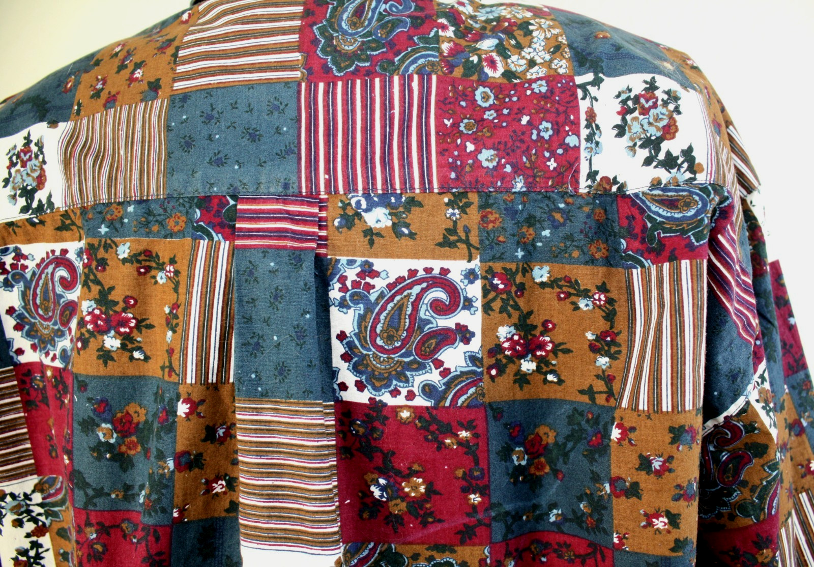 VTG SOLUTIONS! Casual Top Blouse Plus 3X Long Sl Multicolor Patchwork Print #03