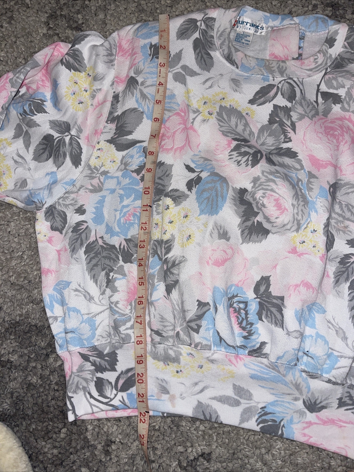 Vintage 1980s Currants by Jeri-Jo Floral Printer Sweatshirt – Size L 3/4 Sleeve