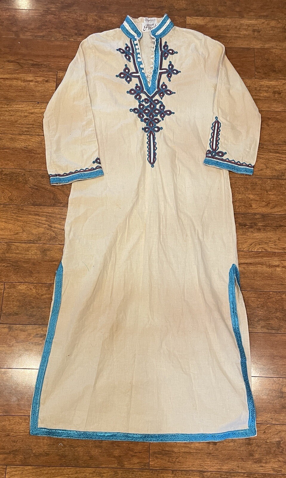 Vintage Glenn Mark Moroccan Embellished Tunic Dress RARE Cotton Fibranes Medium