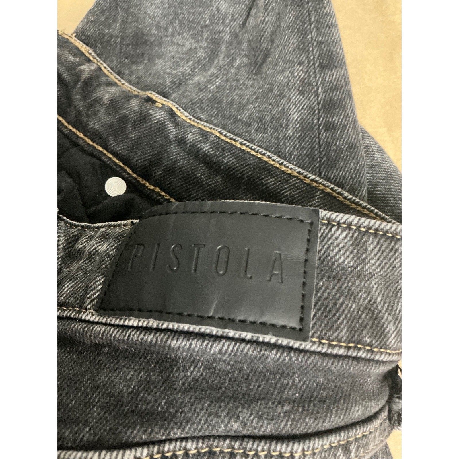 Pistola Lennon High Rise Boot Cut Cropped Black Acid Wash Ankle Jeans 26 Grunge