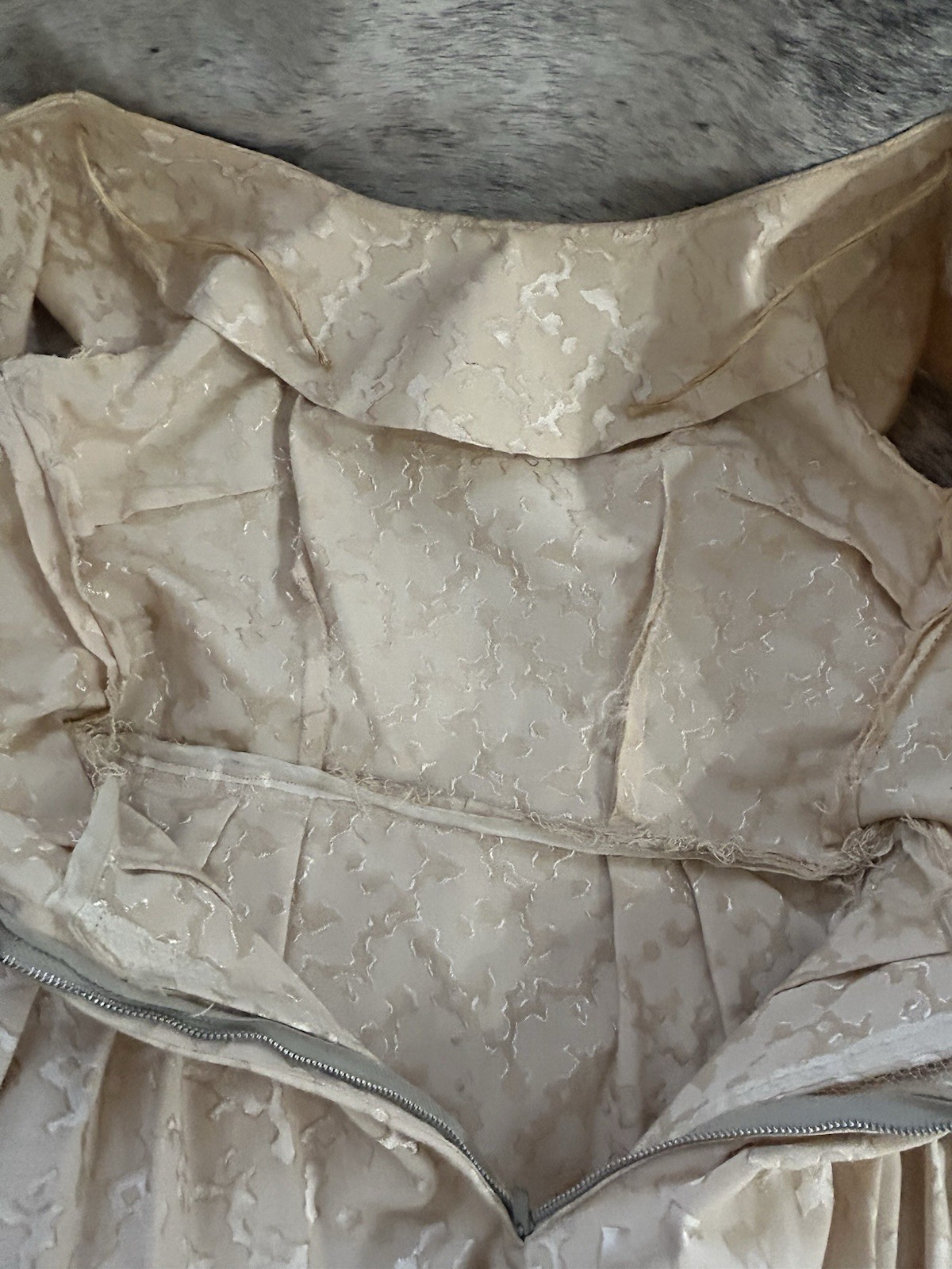Vintage Brocade 1960’s Beige Blush Peplum On Pencil Dress Party Dress