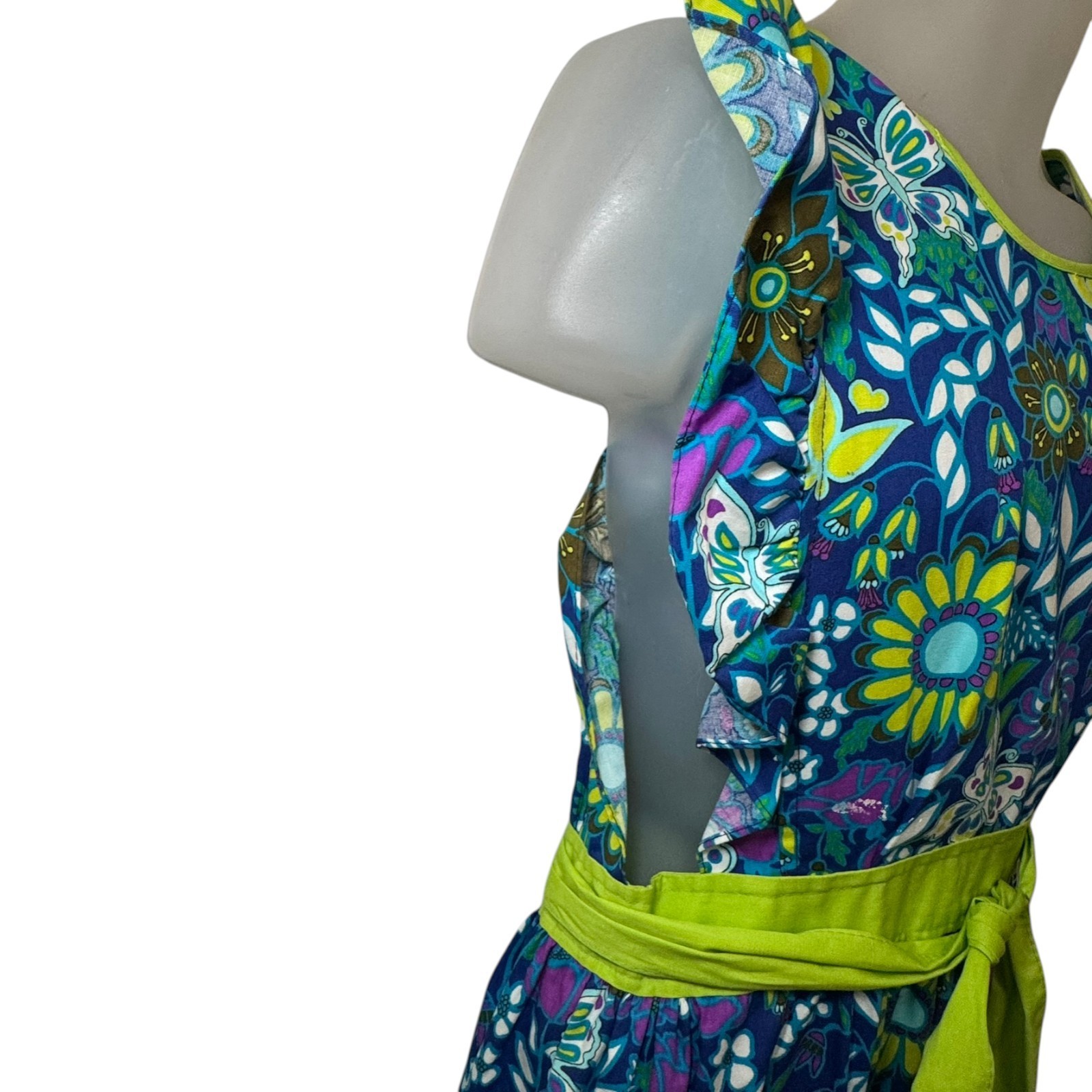 Vintage 70s Design House Japan Floral Pinafore Apron Dress Boho Cottagecore