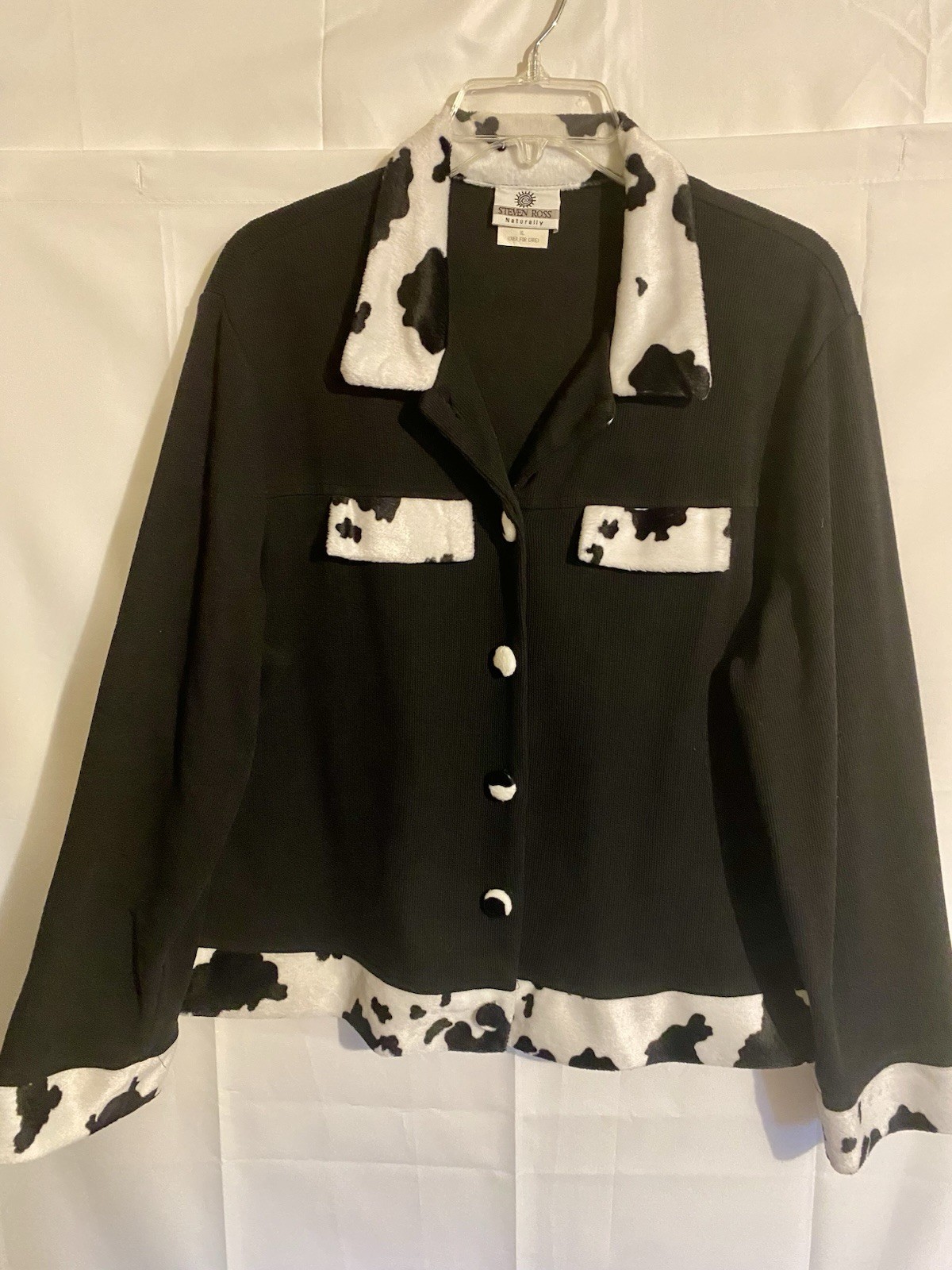 Steven Ross Naturally Black and White Women’s Pattern Blazer Button Up Size XL