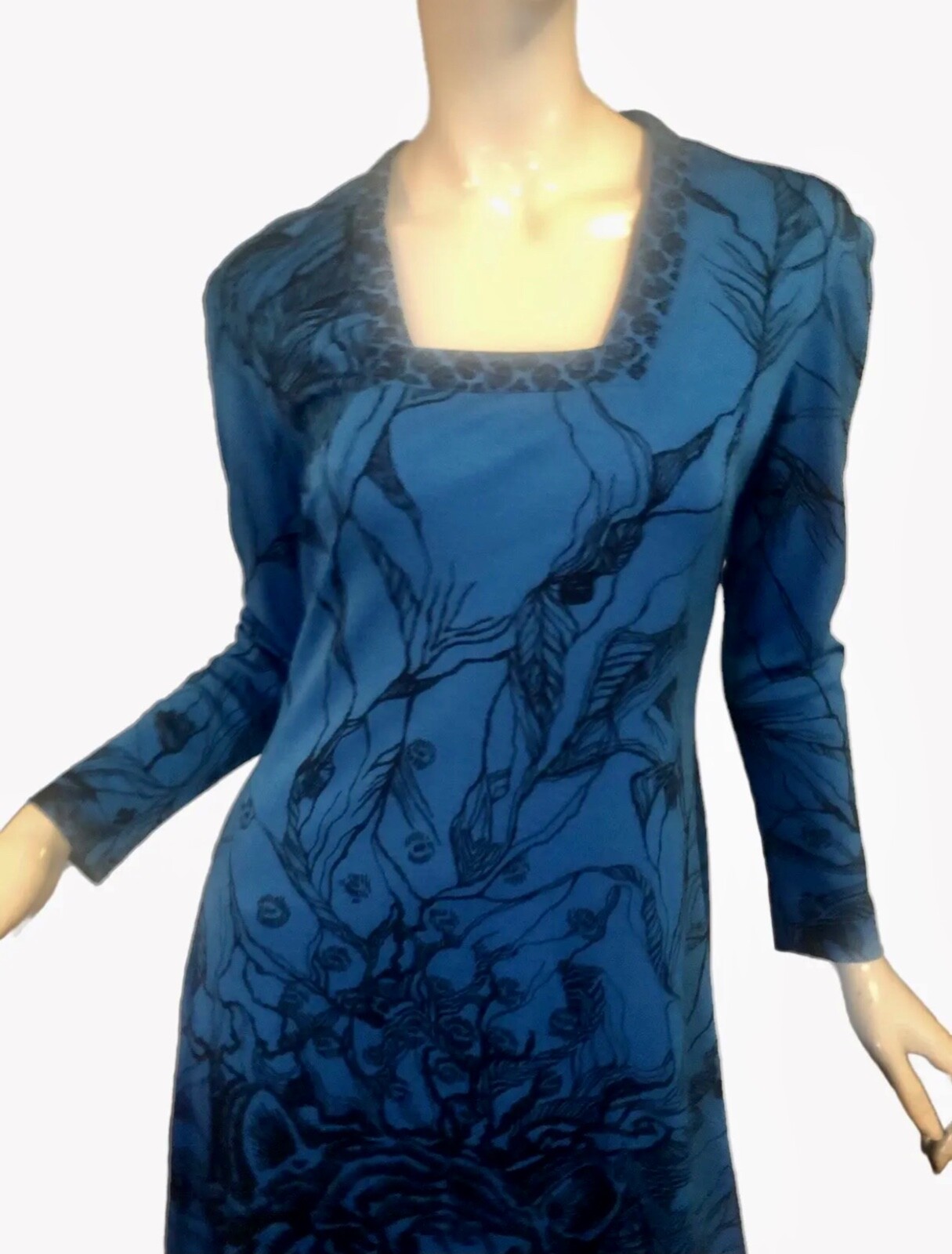 Vtg 60s 70s MAURICE Dress M Poly PSYCHEDELIC Novelty TIGER ANIMAL FLORAL Print