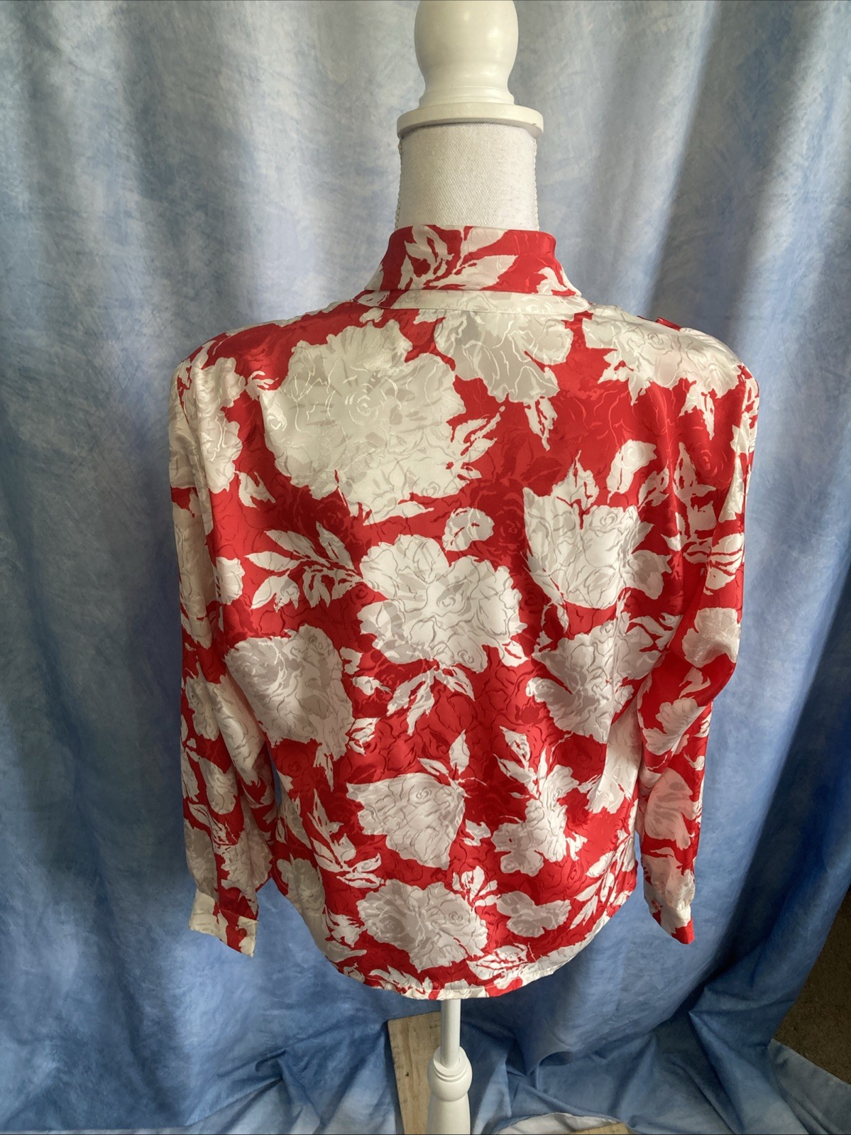 VTG 80s Adelaar for Jacobson’s Pussybow Blouse Size 8 Floral ILGWU Shoulder Pads