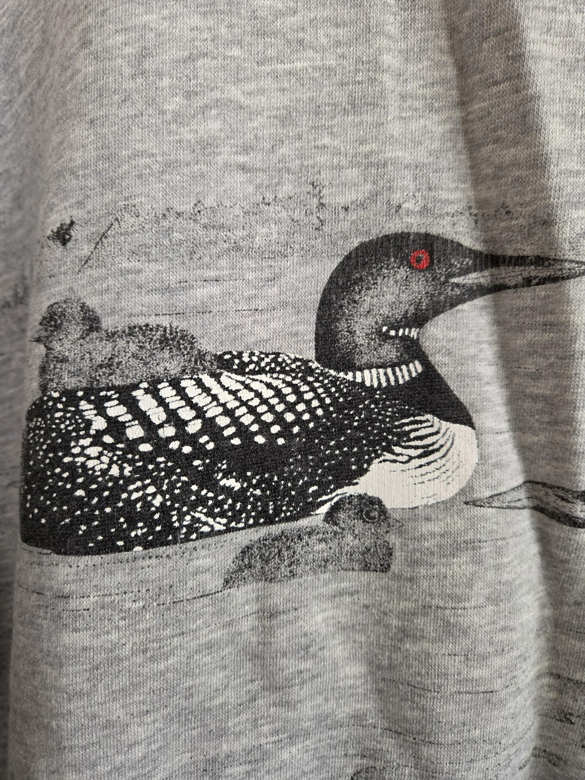 Vintage Loons Sweatshirt Gray Red Cuffs Collar Inlet Bay Made In USA XL Womens