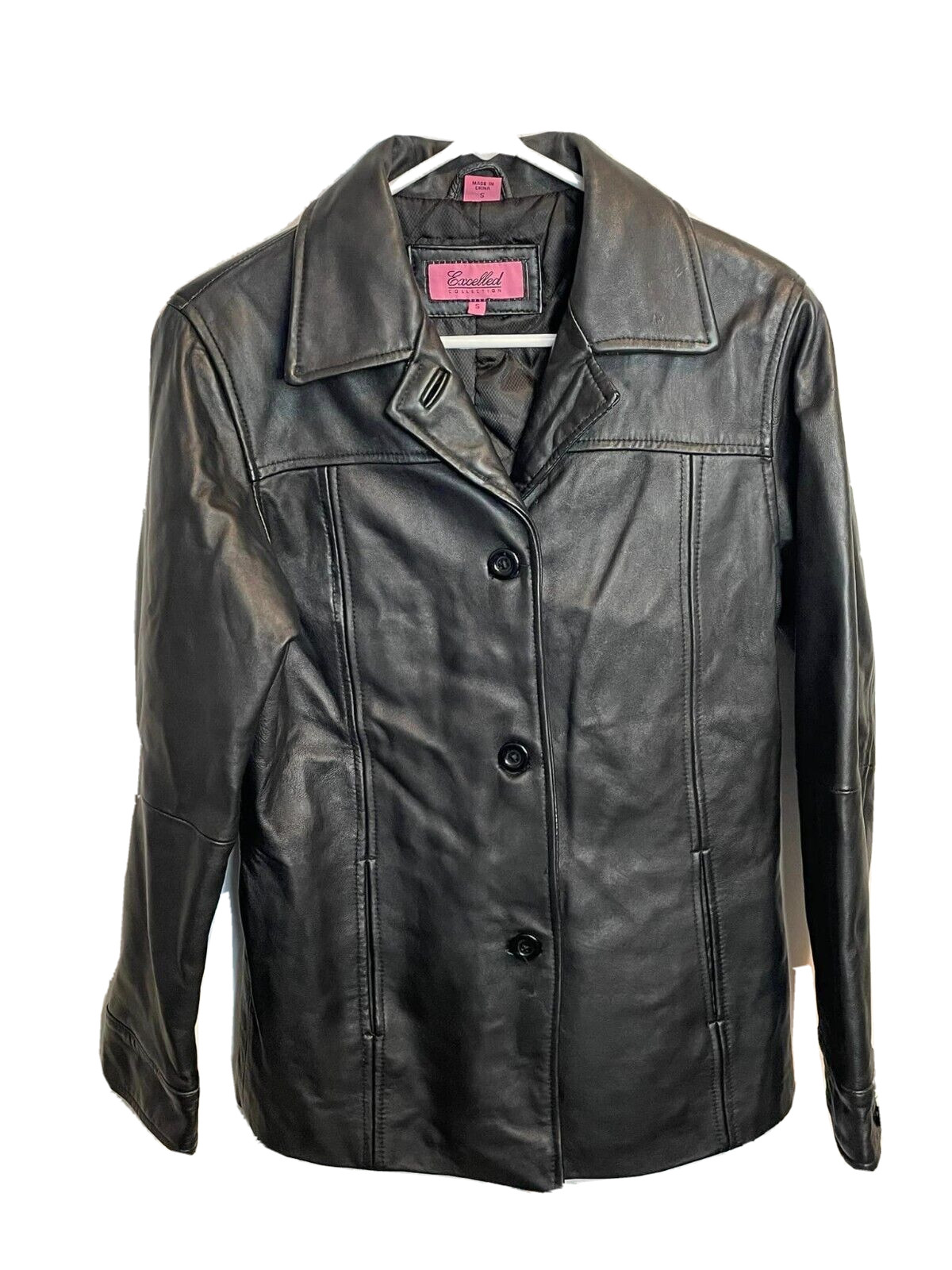 Vintage Excelled Collections Womens Leather Jacket Size Small Button Up Front