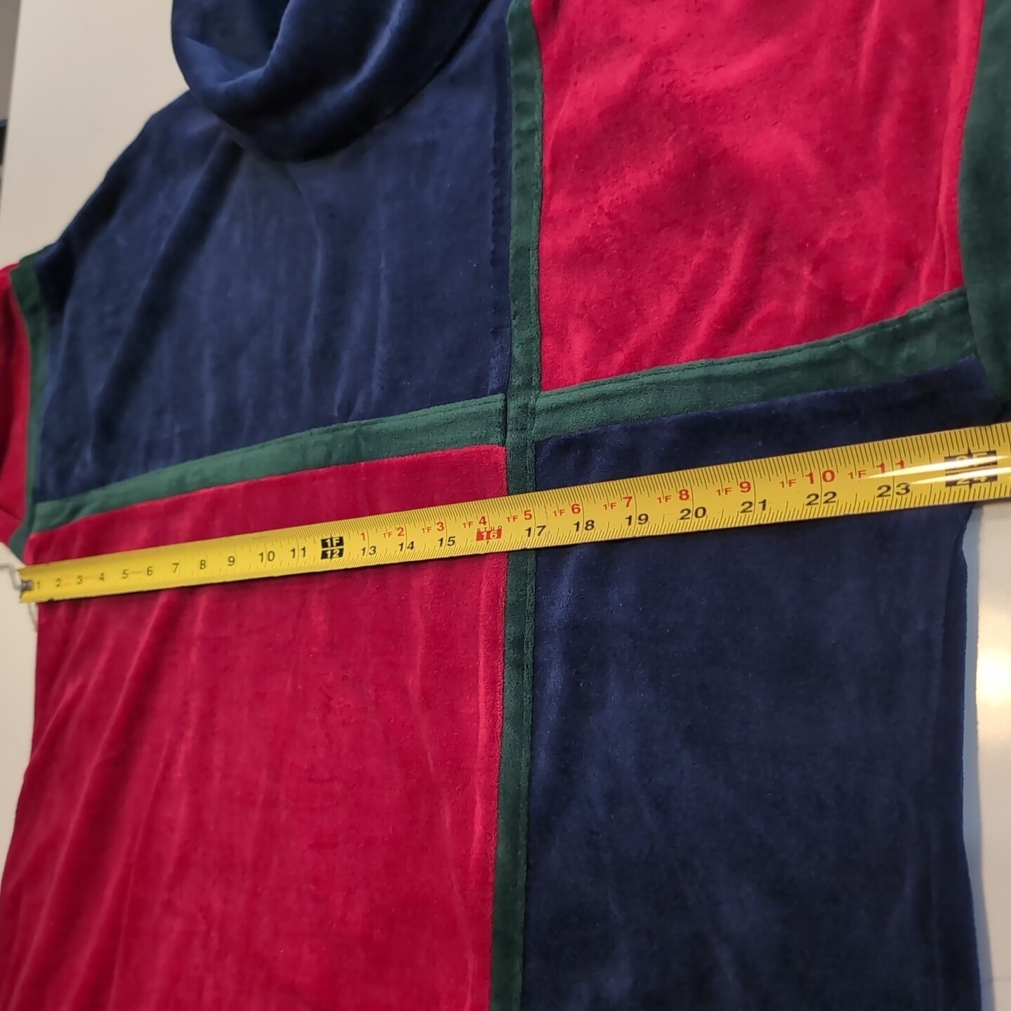Appel Leisurewear Vintage Velour Colorblock Lounger Dress M Red Navy Green NOS
