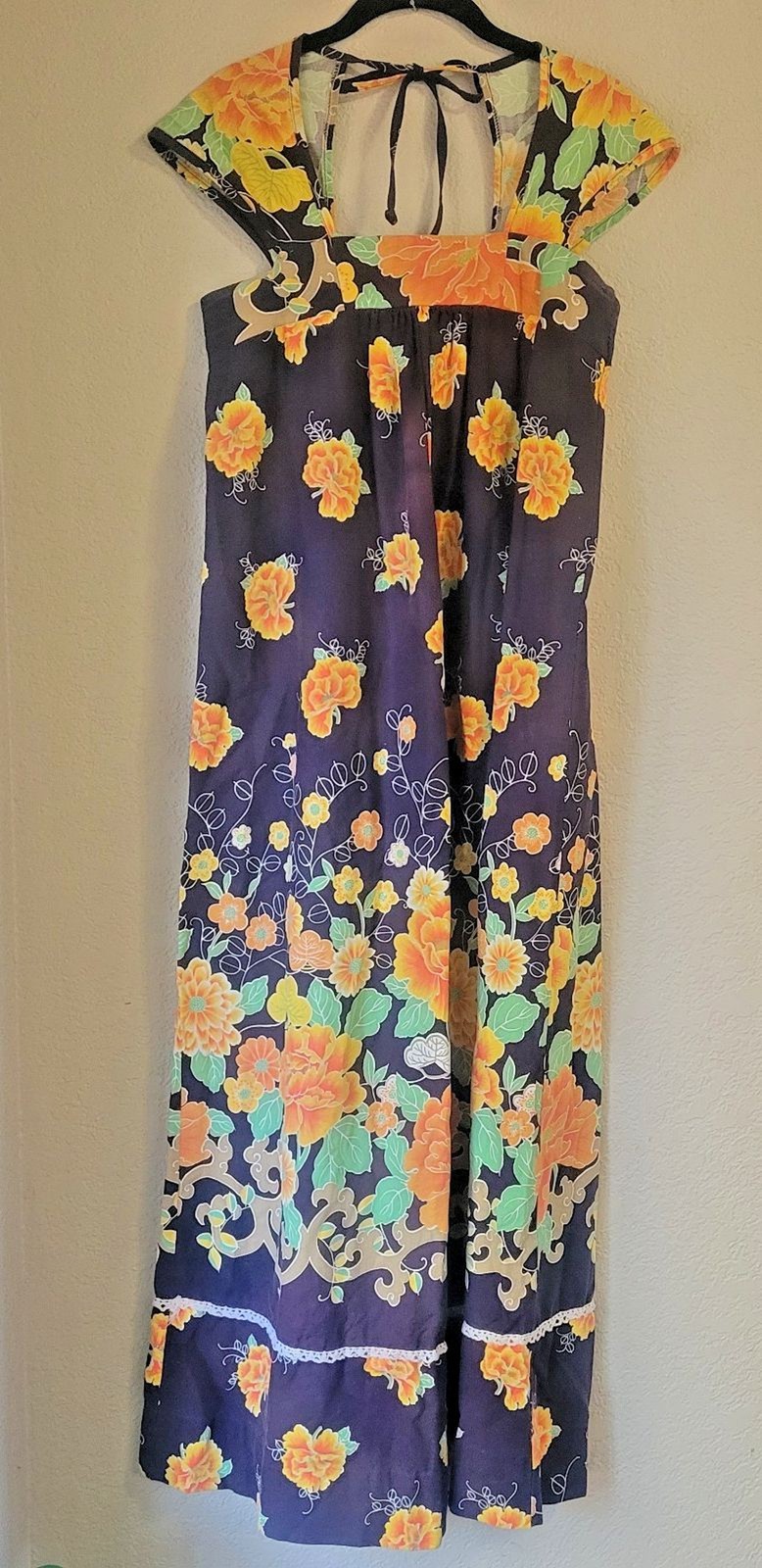 Vintage 60s 70s Penneys Hawaii Cotton Maxi Dress MuuMuu MuMu Floral Boho Tiki