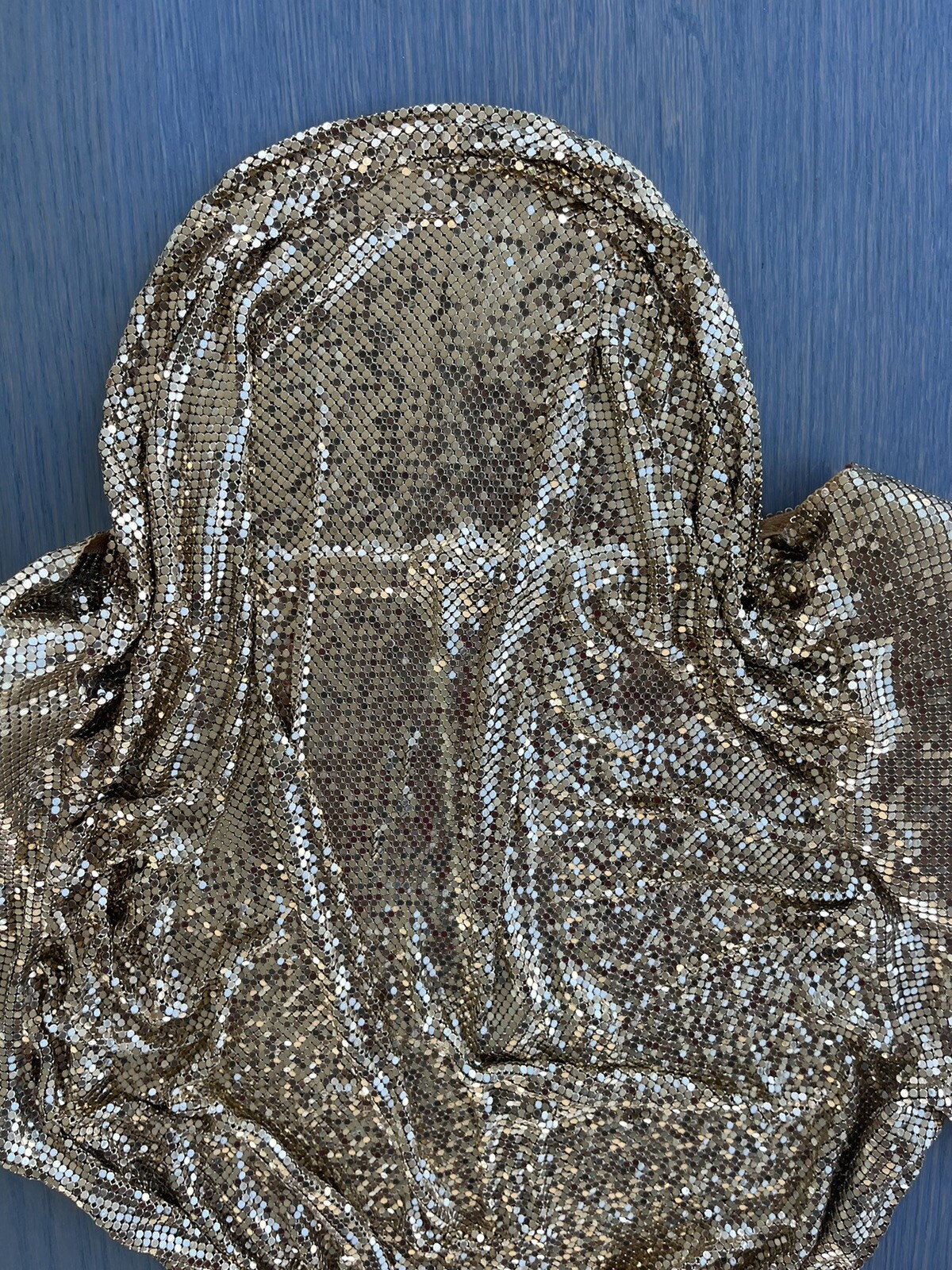 Vintage 1970s Metal Mesh Ferrara Gold Chainmail Dress Lindissima San Juan Small