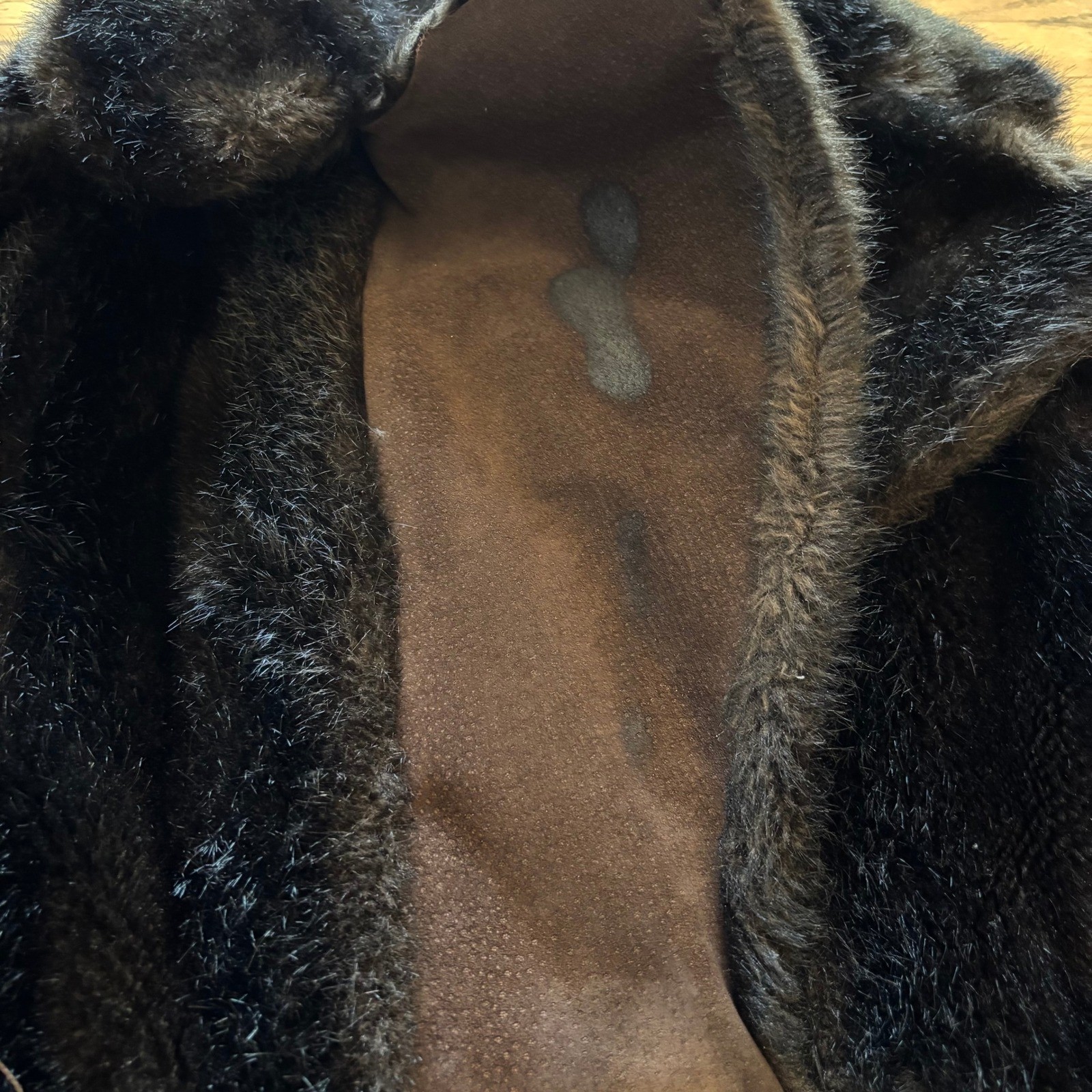 Vintage Rosewin Tissavel Brown Faux Fur Suede Belted Mid Coat Jacket Womens M L