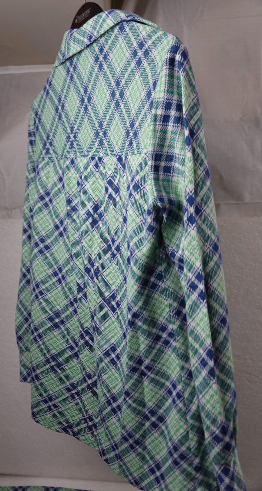 WOMANS VINTAGE 3 PIECE COS COB GREEN & BLUE PLAID ACRYLIC USA SIZE 11/12