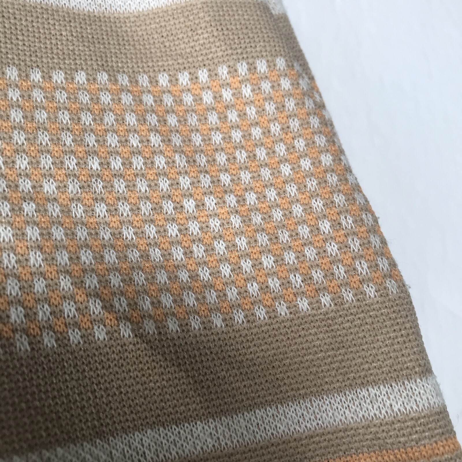 Vintage 60s 70s Women Small Medium Top Striped Knit Tennis Preppy Mod Beige Tank