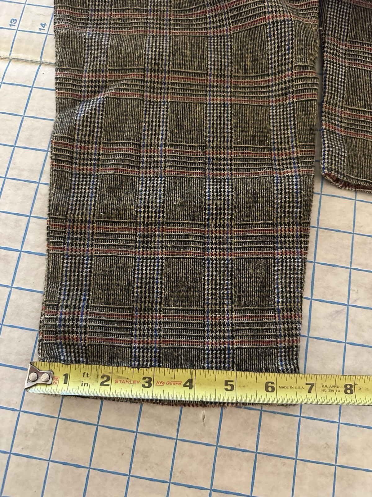 Vintage 1950s Nylon Wool Pants Women’s Tailored High Waist Glen Check Plaid