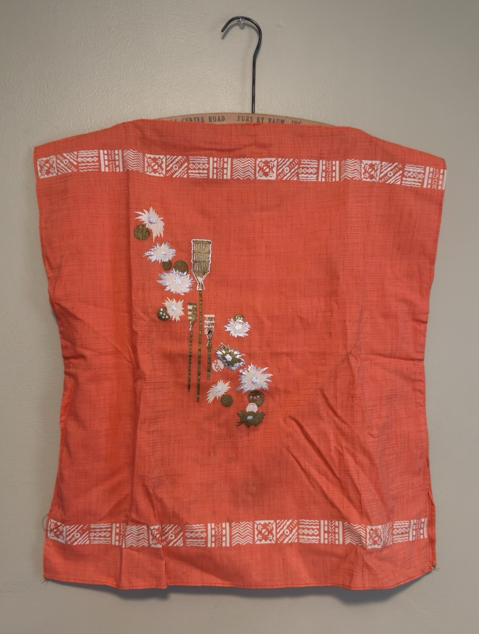Vintage 60s 70s Tiki Shirt Square Top Coral Orange Sleeveless Pullover Mod
