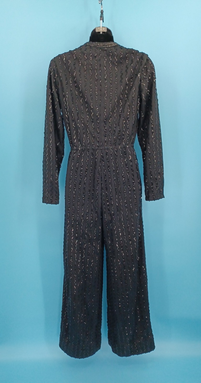 Vintage 1970s LEE JORDAN New York Black Sequin Disco Jumpsuit