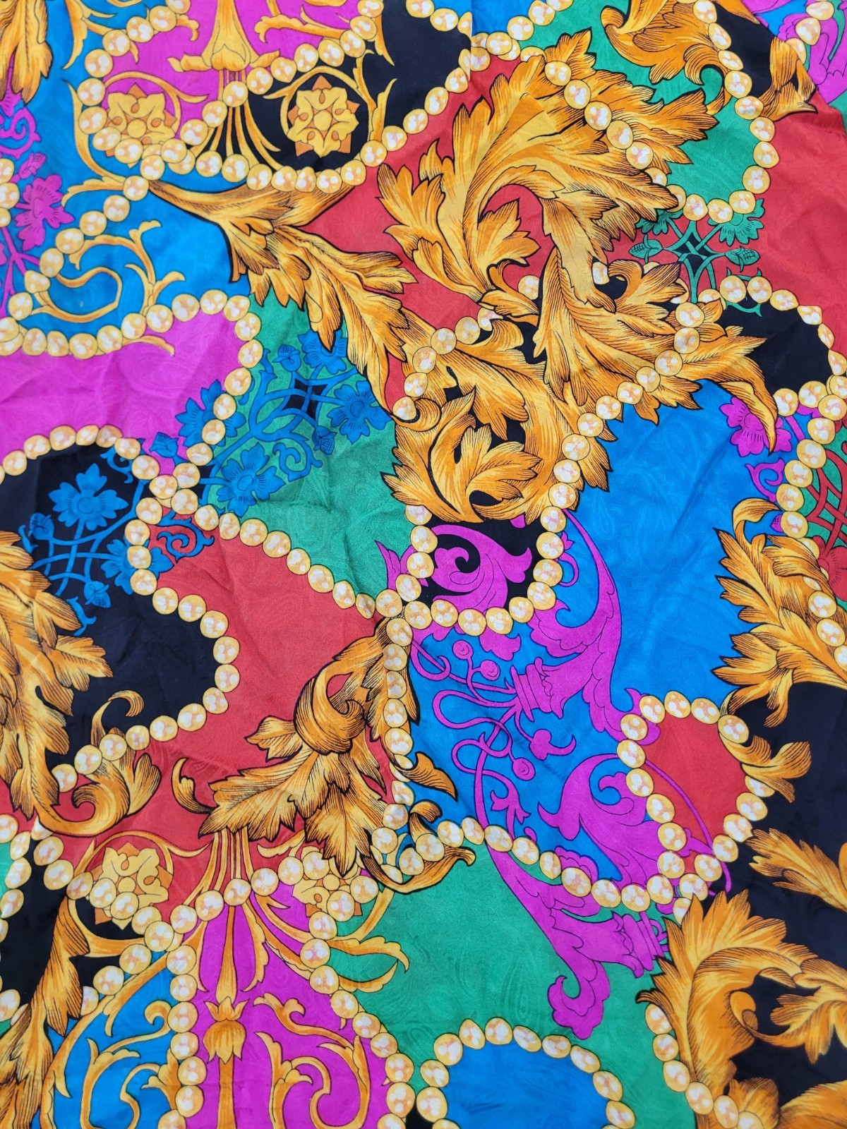 Vintage Diane Freis Original Blouse Baroque Scarf Print 3/4 Sleeve 80s 90s