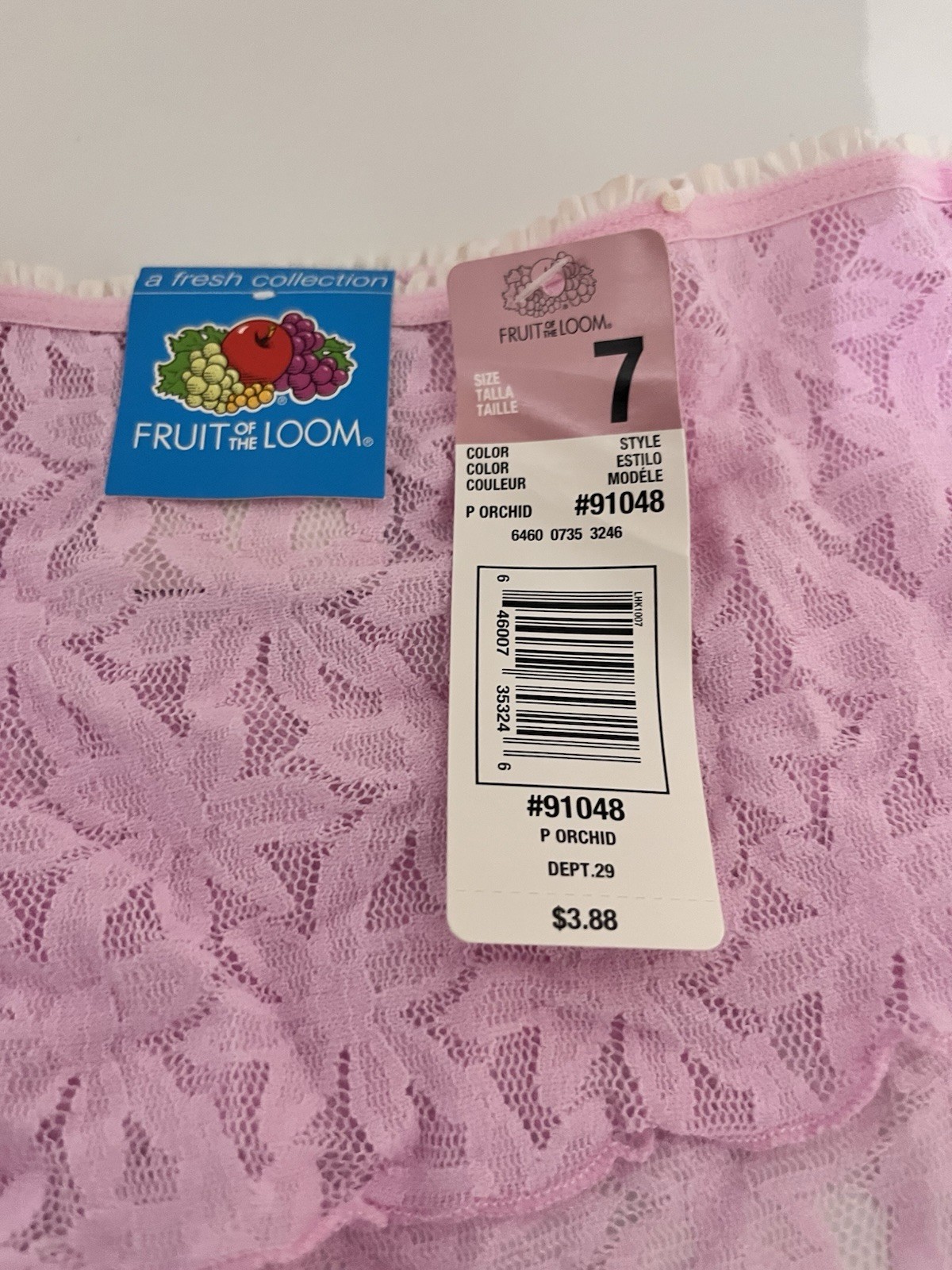 Lace See Thru Boyleg Boy shorts Fruit of Loom NWT Pink Orchid Lacy Panties 7 M