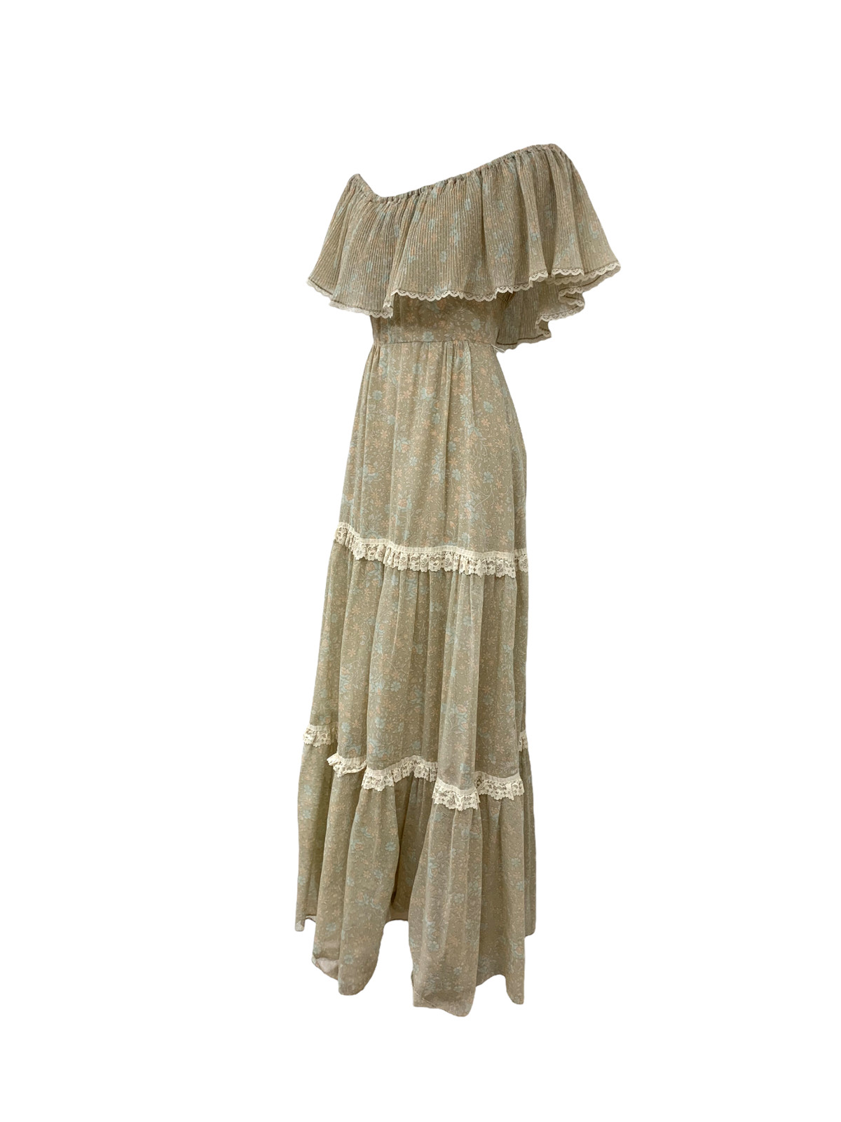 Vtg Vintage 1970s 70s Designer Candi Jones Floral Cottagecore Cottage Maxi Dress