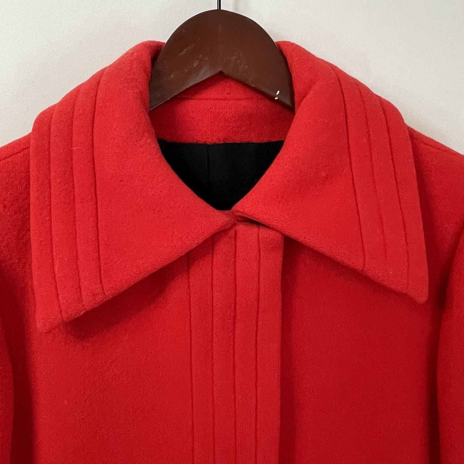 Vtg 60s Pauline Trigere Vermillion Wool Swing Coat RARE Mid Century Mod French