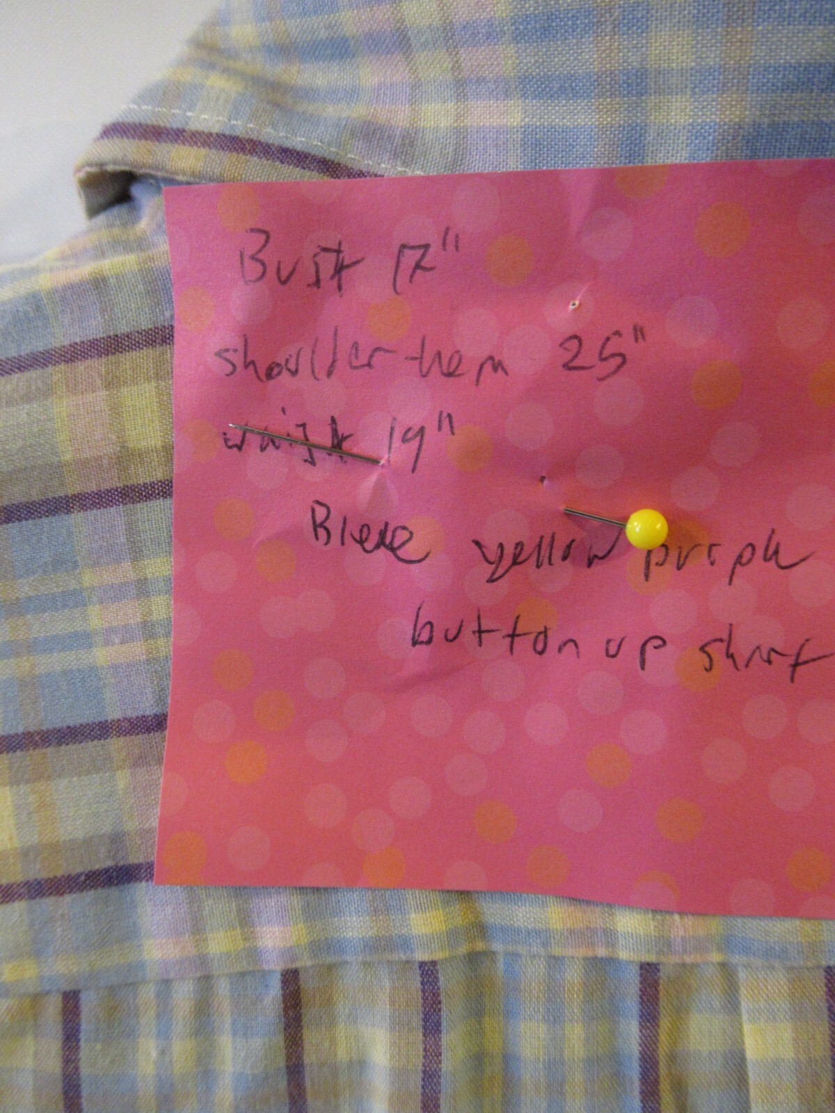Vintage 1983 plaid button down oxford shirt blue purple yellow Cambridge Classic