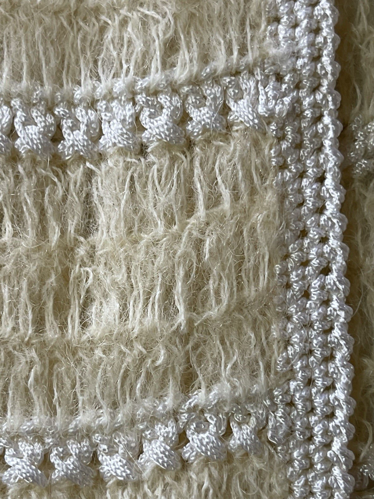 Vintage 50s Cardigan Sweater Womens S, 30″ Bust Hand Knit & Crochet Mohair Wool