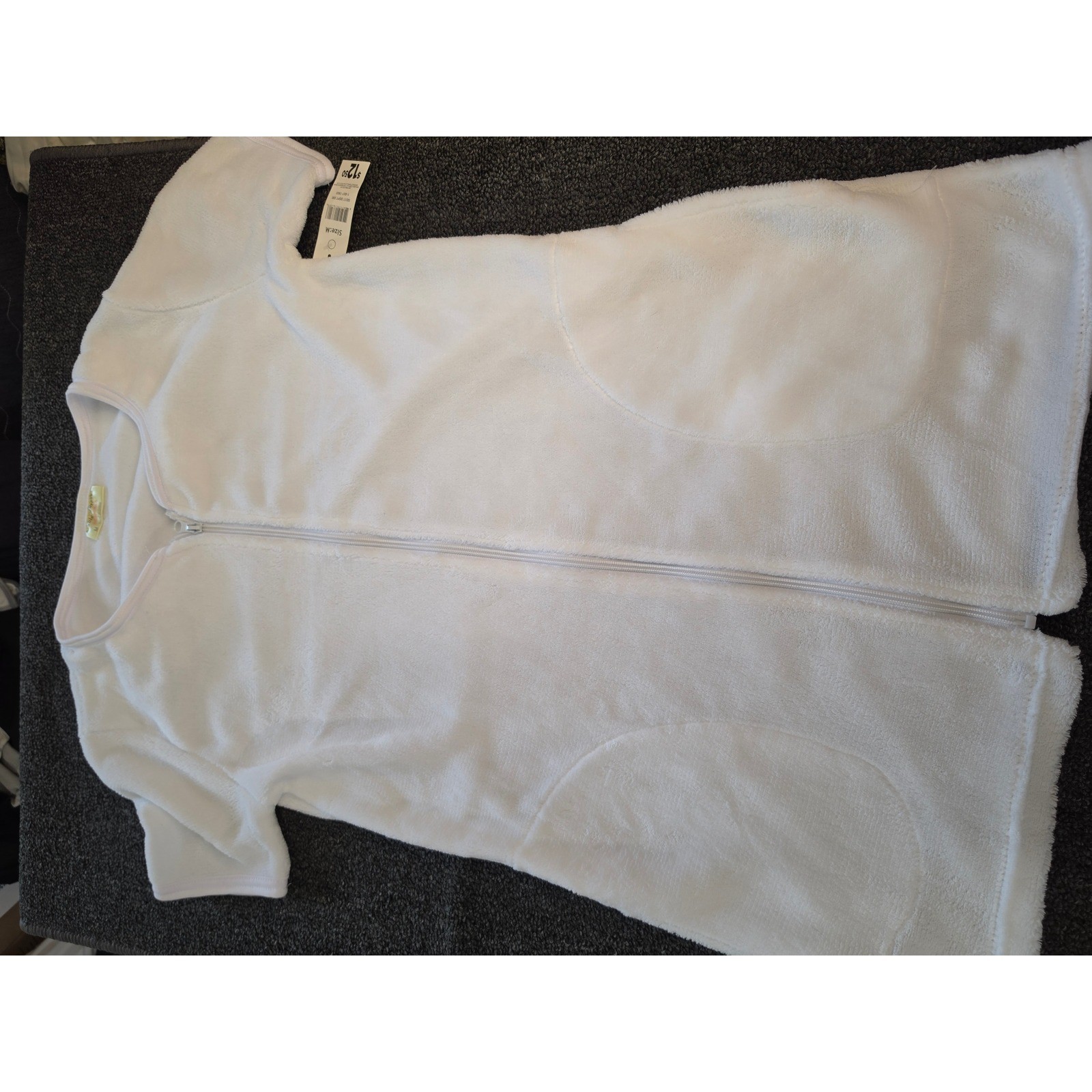 Bobbie Brooks Vintage White Terry Cloth Zip Front Swim Cover Up Robe NWT Medium