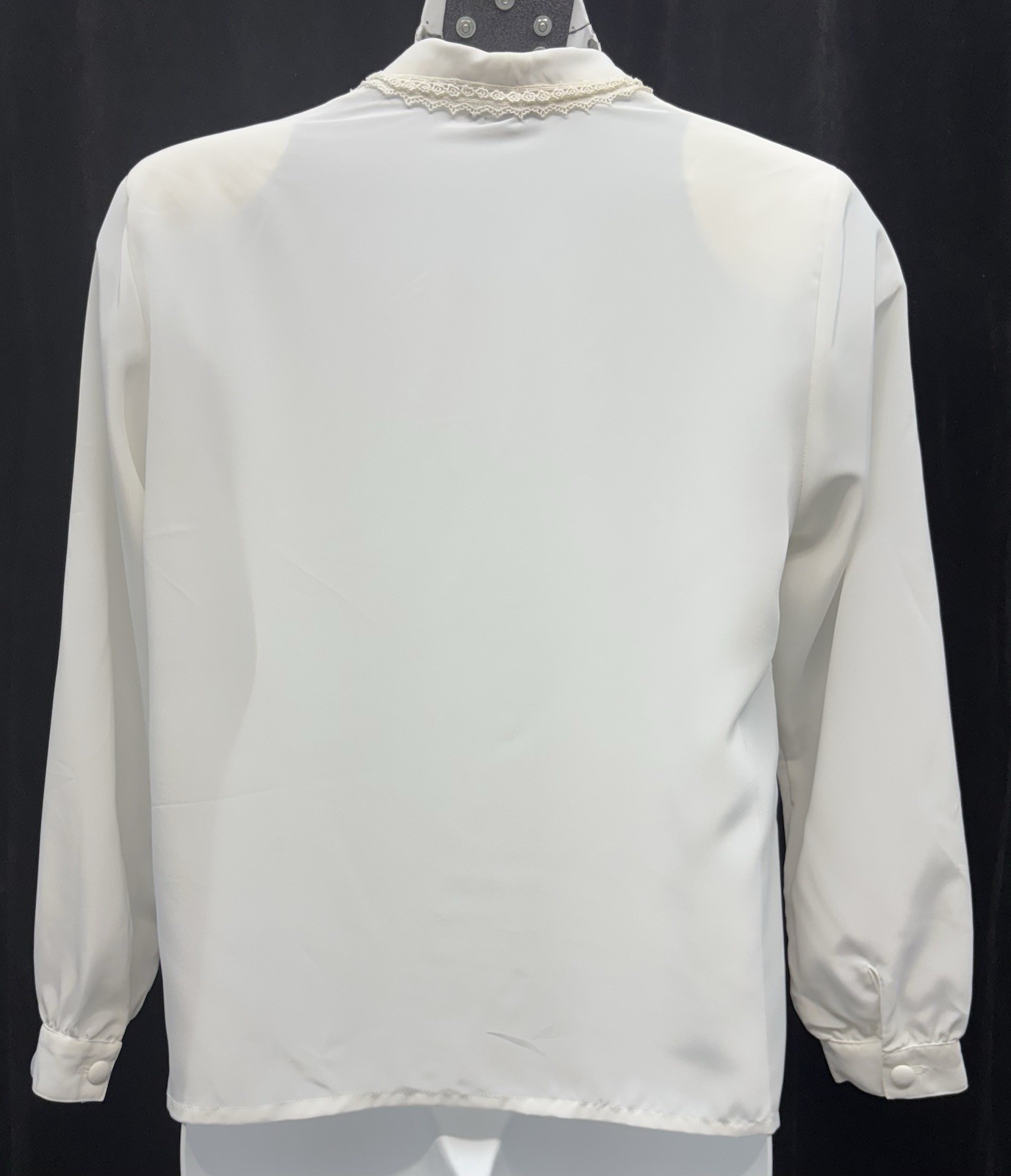 VTG Impressions Of Cali Women SZ 14 Button Up Long Sleeve Top Ivory Lace Detail