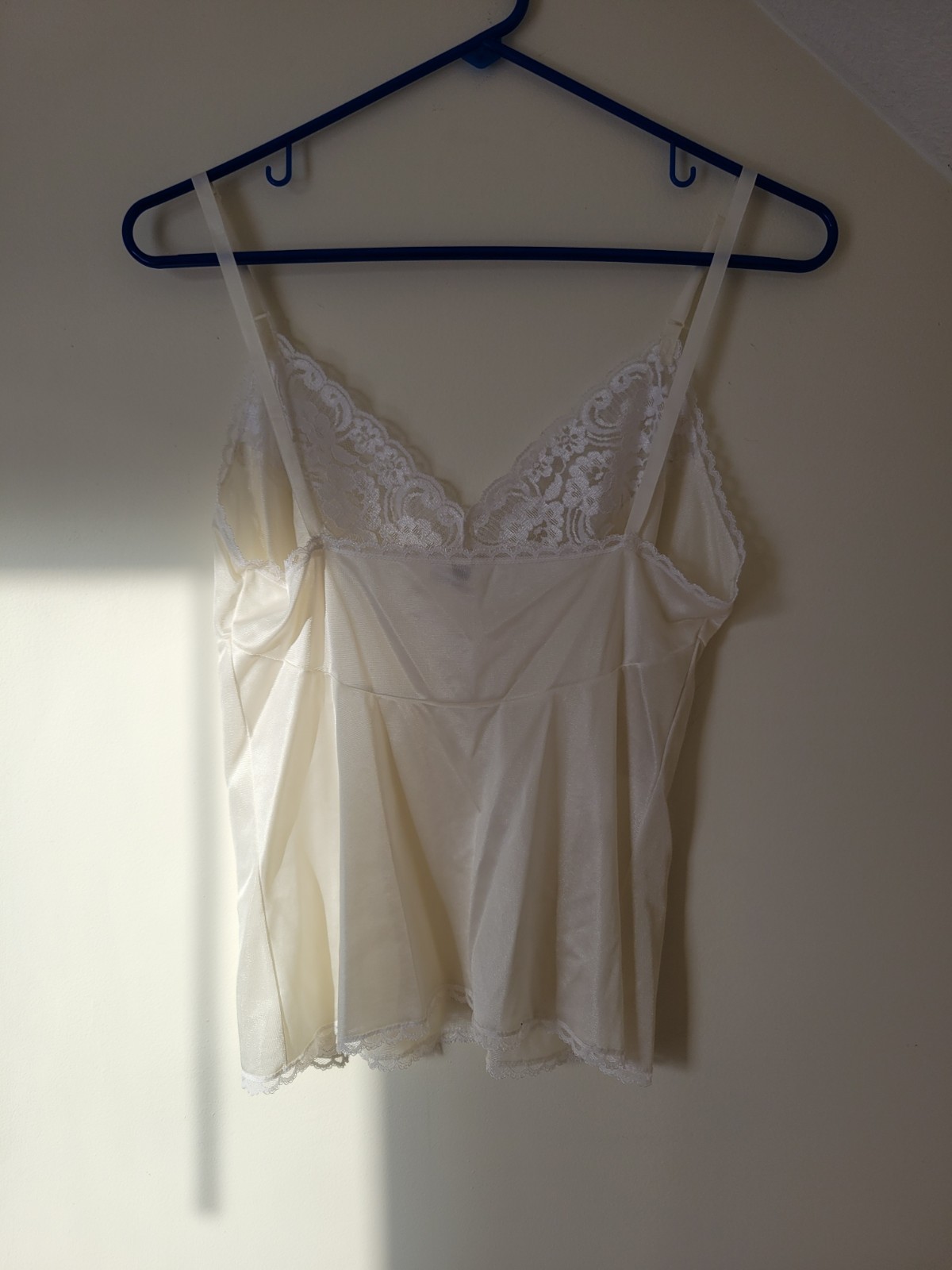 VTG Ashley Taylor Nylon Lace Trim Cami White Off White SM