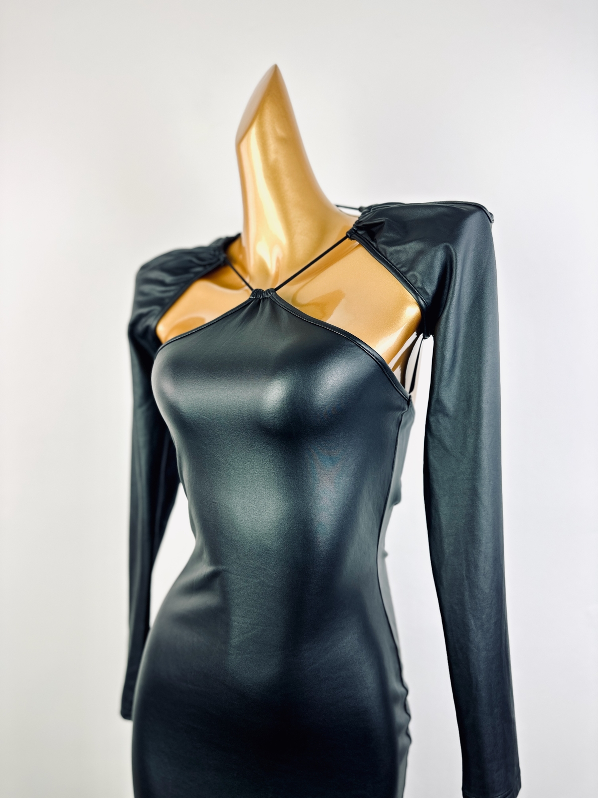 Vintage VTG 90s y2k goth shiny pleather mini dress