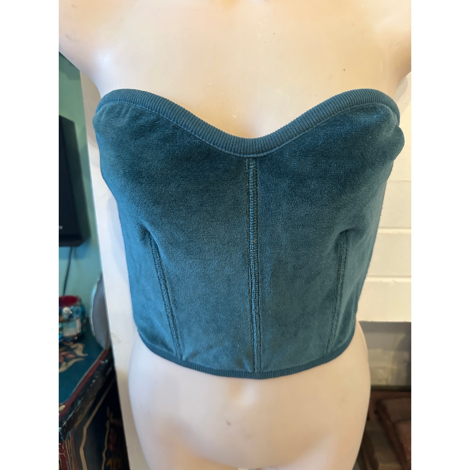 VINTAGE EARLY 80’s UNWORN SONIA RYKIEL PARIS VELOURS CORSET CROP TOP BUSTIER