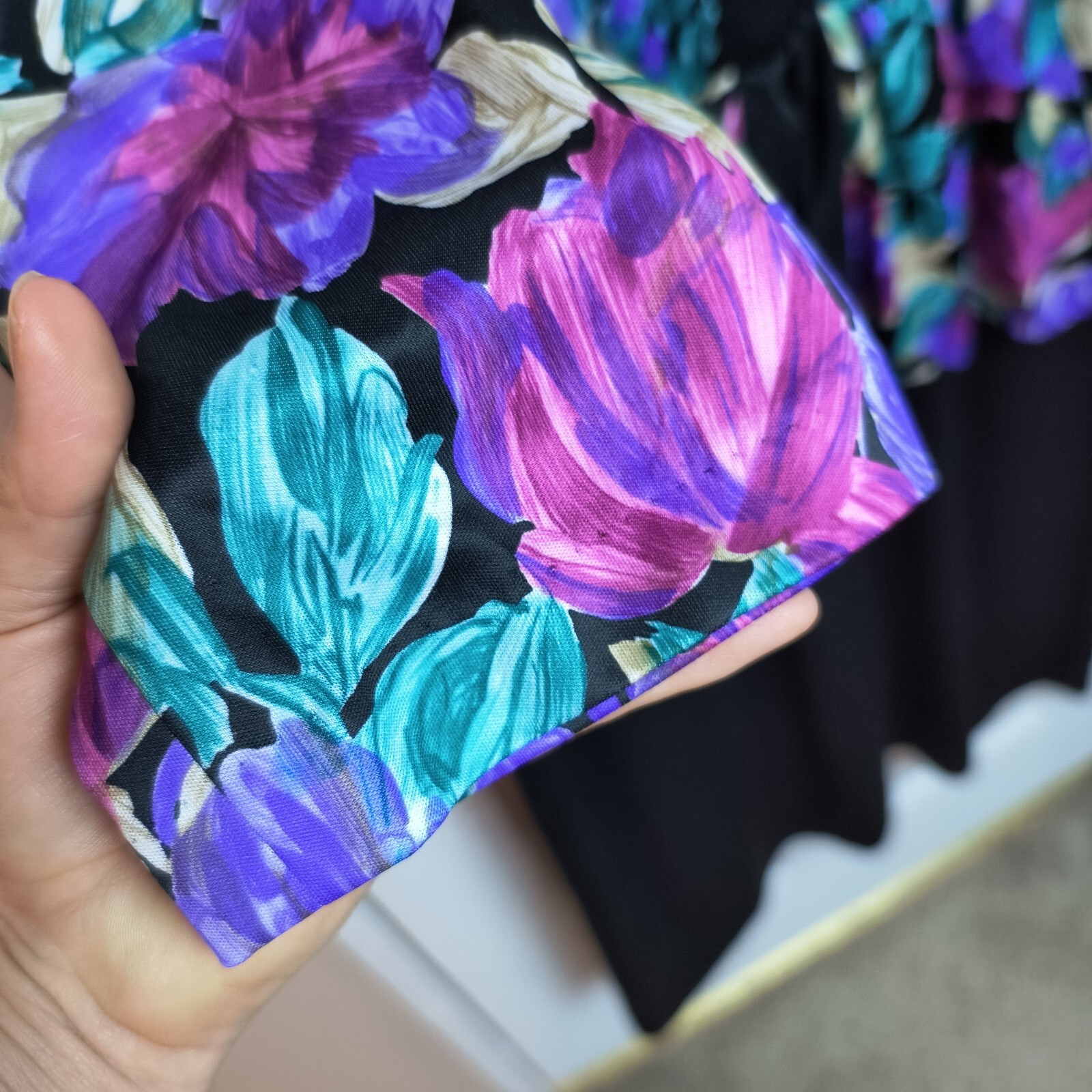 Vtg Jenny Floral Midi Dress Drop Waist Cottagecore Ruffled Multicolor 24W