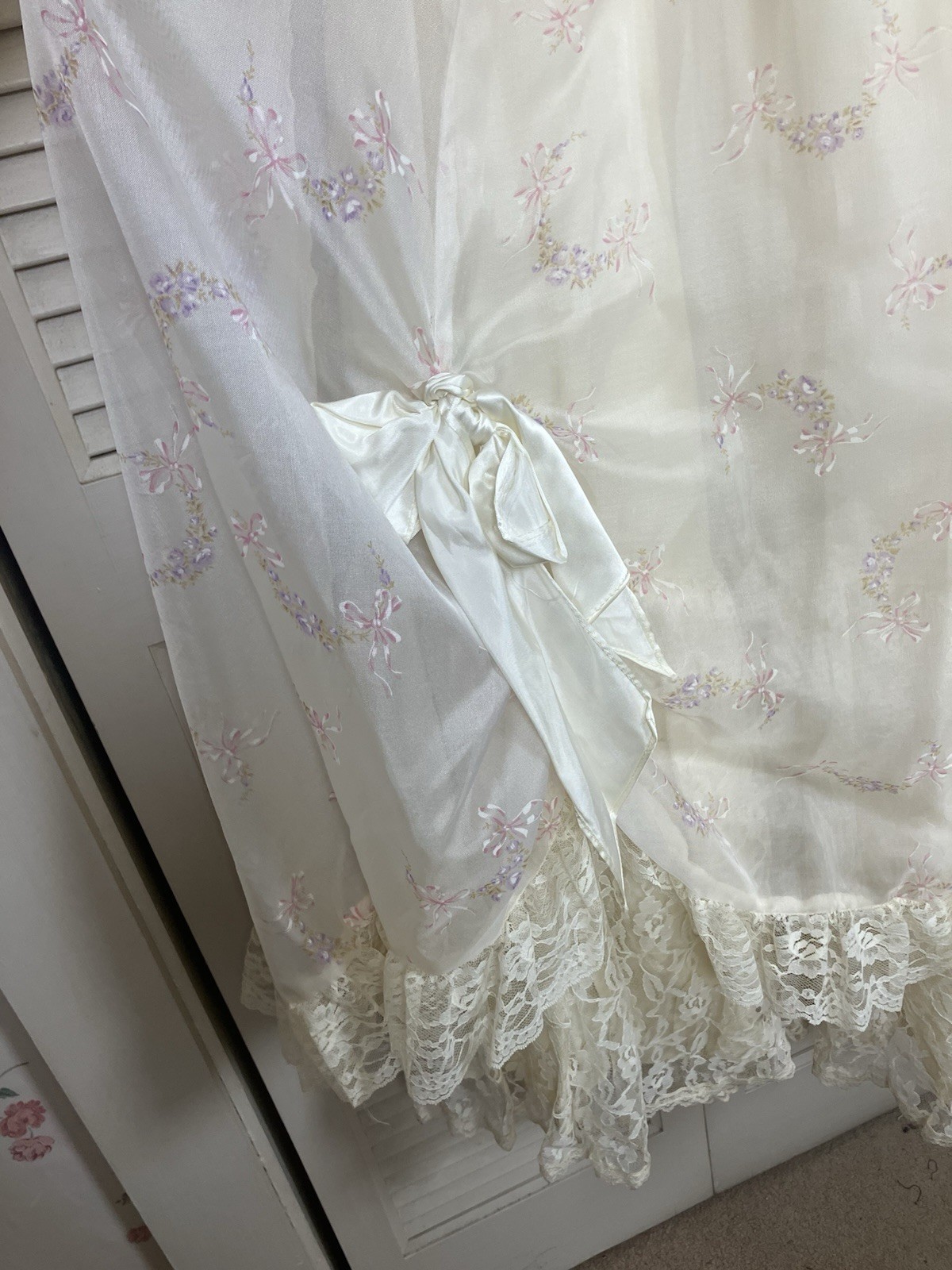 VTG Gunne Sax Wedding Dress Prairie Bows Ivory Lace Victorian Hoop Skirt Sz 5 Xs