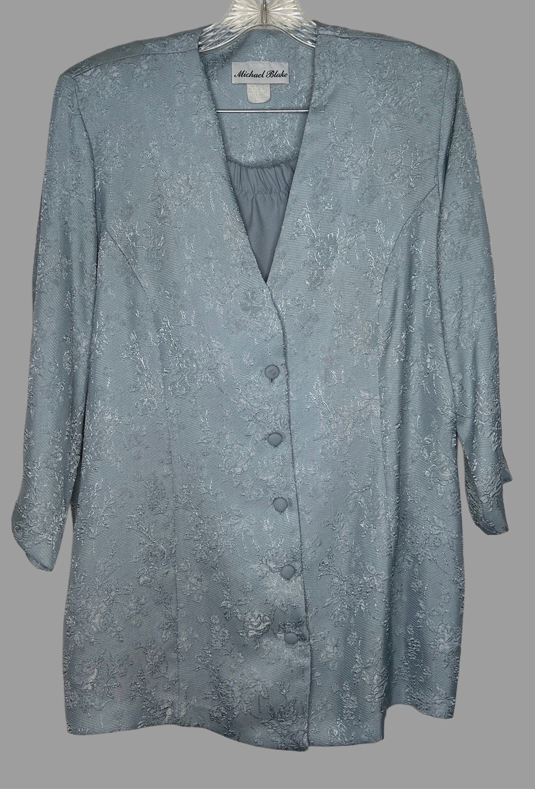 Vintage Michael Blake Dress 2 Piece Set Top Skirt Blue Wedding Formal Size 14P