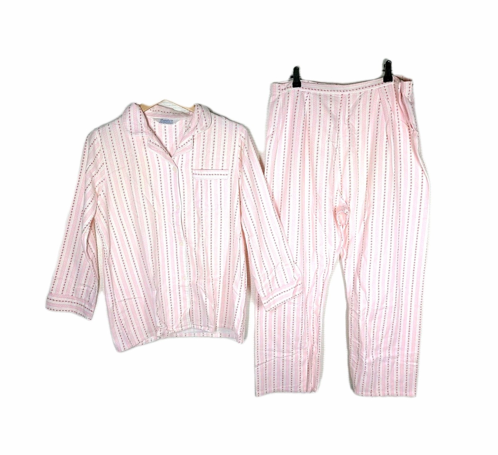 Vintage Flannel Pajamas 1960s Tommie’s Womens Large Side Snap Pants PJs Pinup