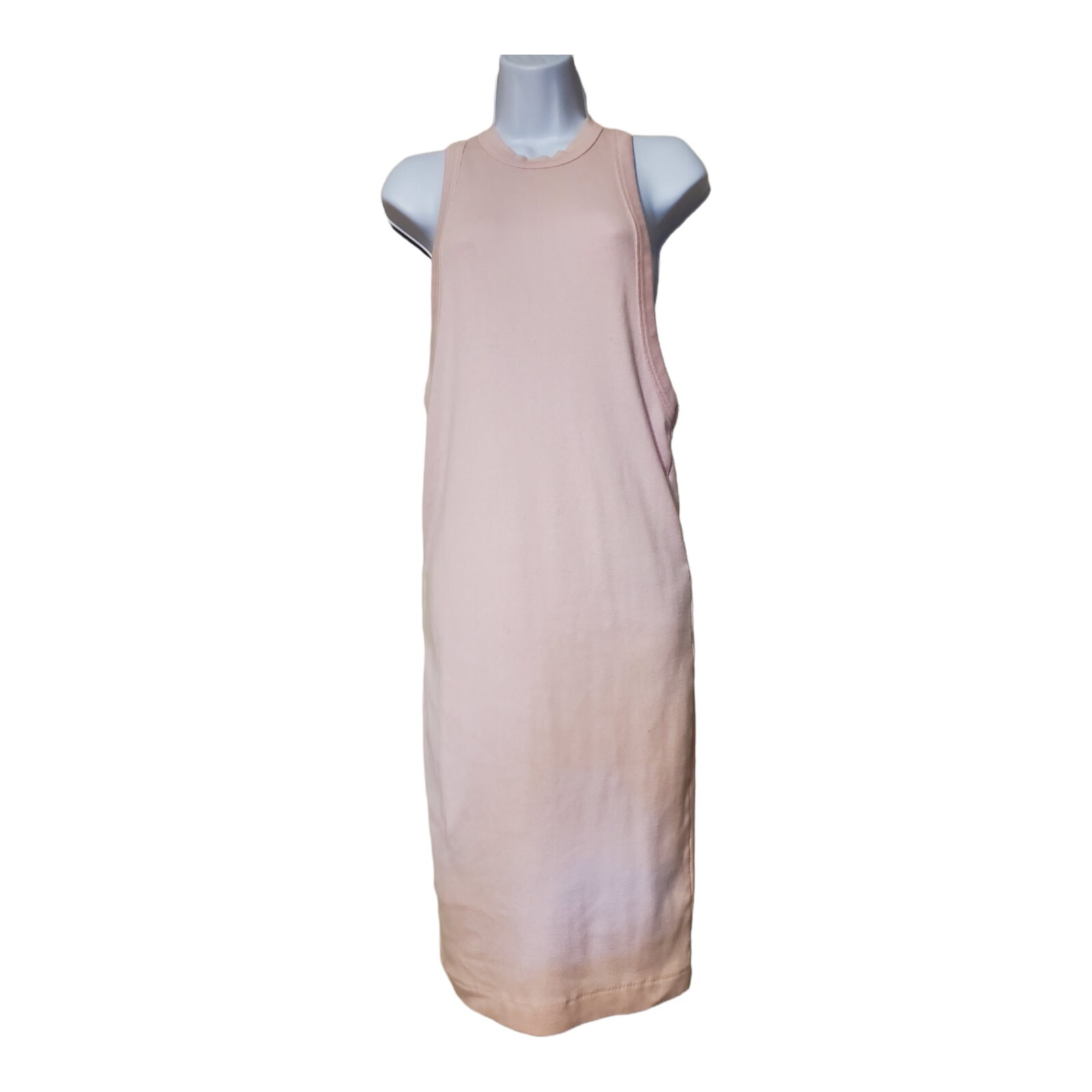 VTG 80s Club Sportif De Paris Womens S Pink Muscle Cut Tank Dress 3/4 Length