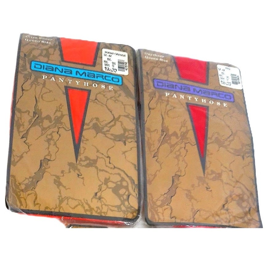 Vintage Diane Marco Pantyhose NEON Colors Queen Size Set of 2 New Old Stock NOS