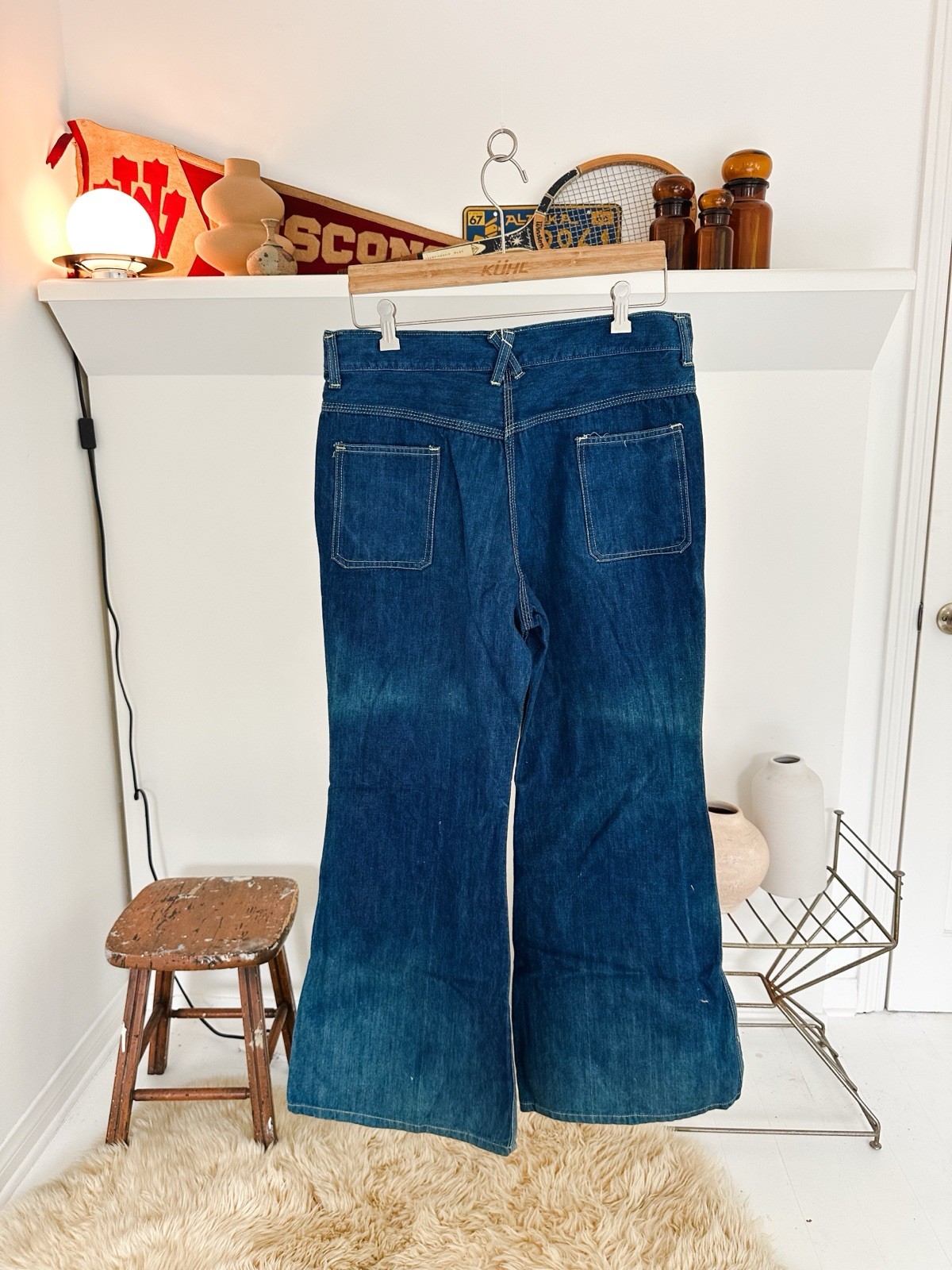 Vintage Faded Glory Cotton Denim Bell Bottom Pants Size 32 x 30