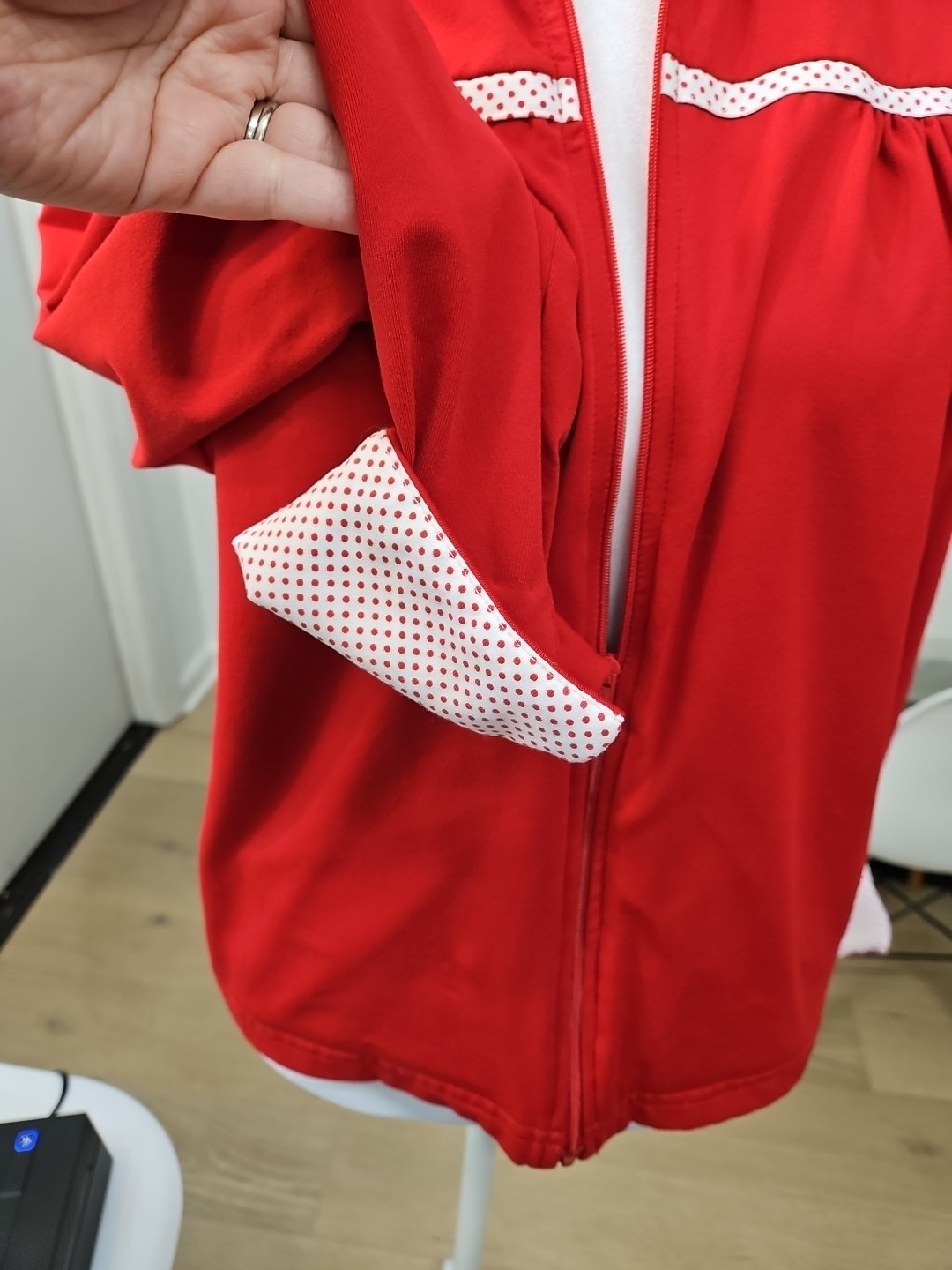 Vintage Red White Track Jacket Size Medium W Polka Dots Lily’s Of Beverly Hills