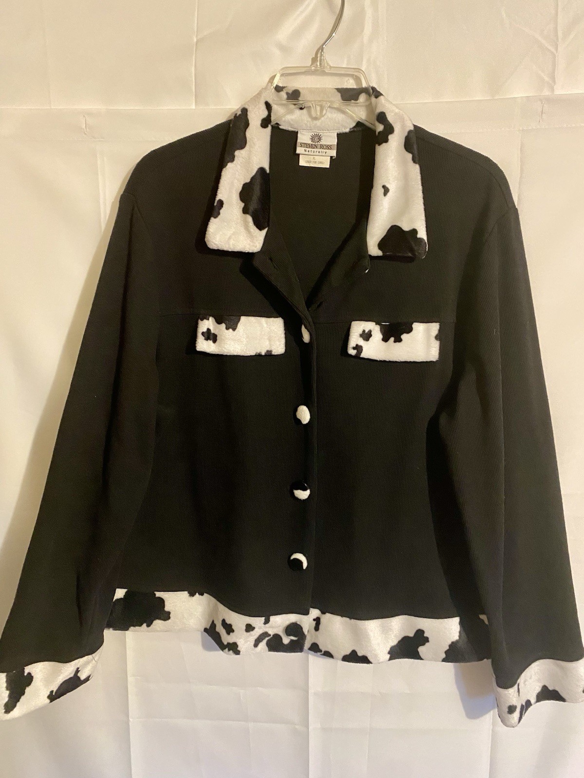 Steven Ross Naturally Black and White Women’s Pattern Blazer Button Up Size XL