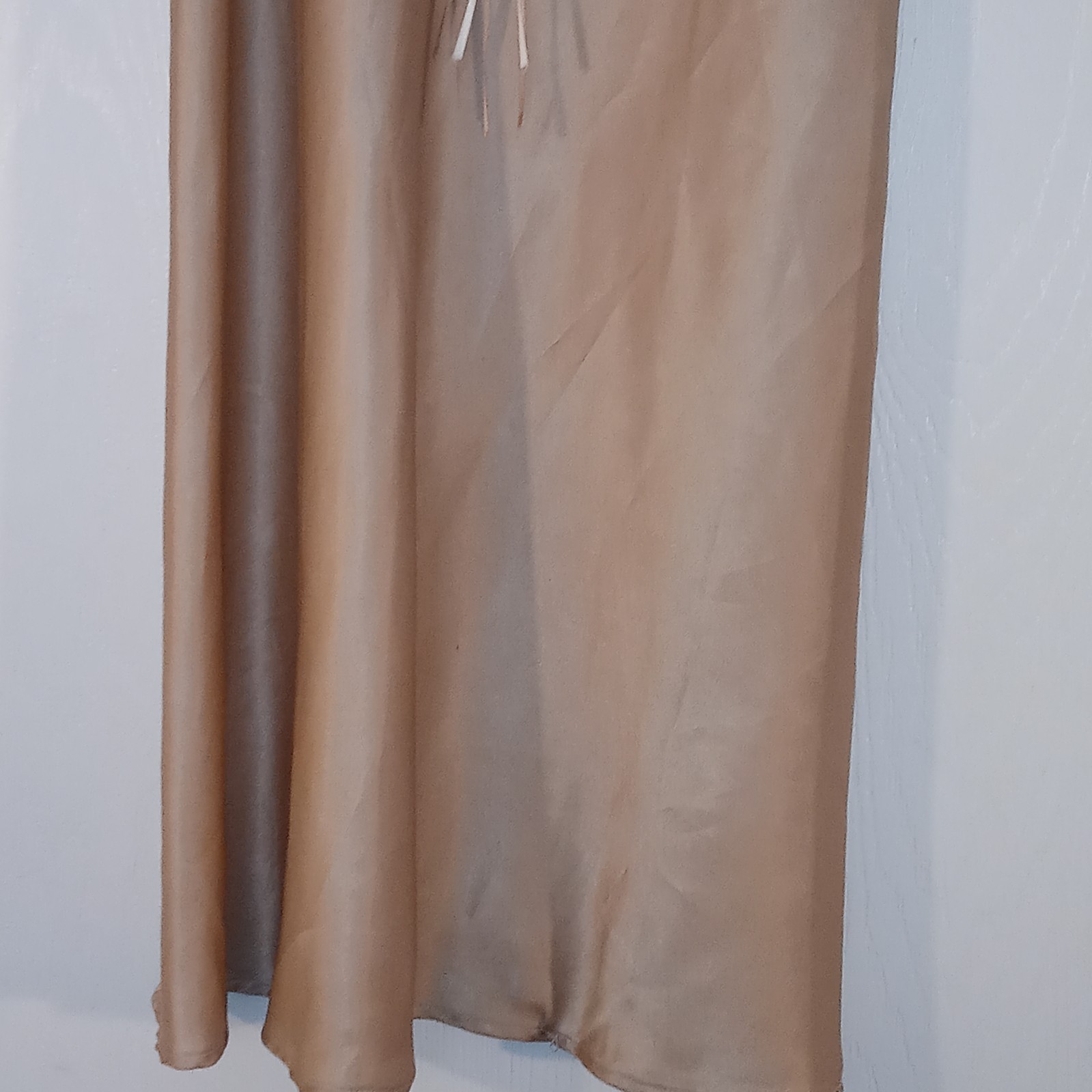 Satin Lace M/L Bodice Slip Dress Nightgown Lingerie Spaghetti Straps Vintage