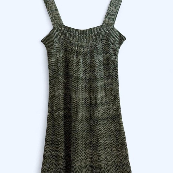 Fairycore Whimsical Y2K Sweater Project Sage Green Knit Mini Tank Dress Sz S