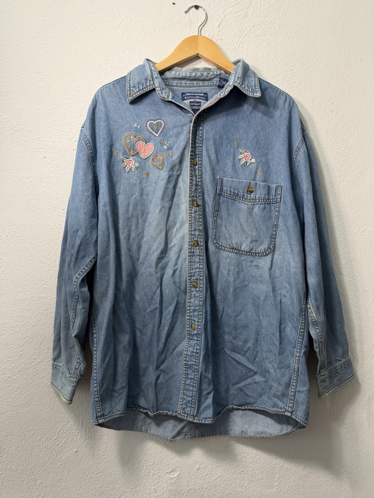 100% Cotton Denim Vintage Workwear Cowgirl Grandma Cottage Traditional Size L