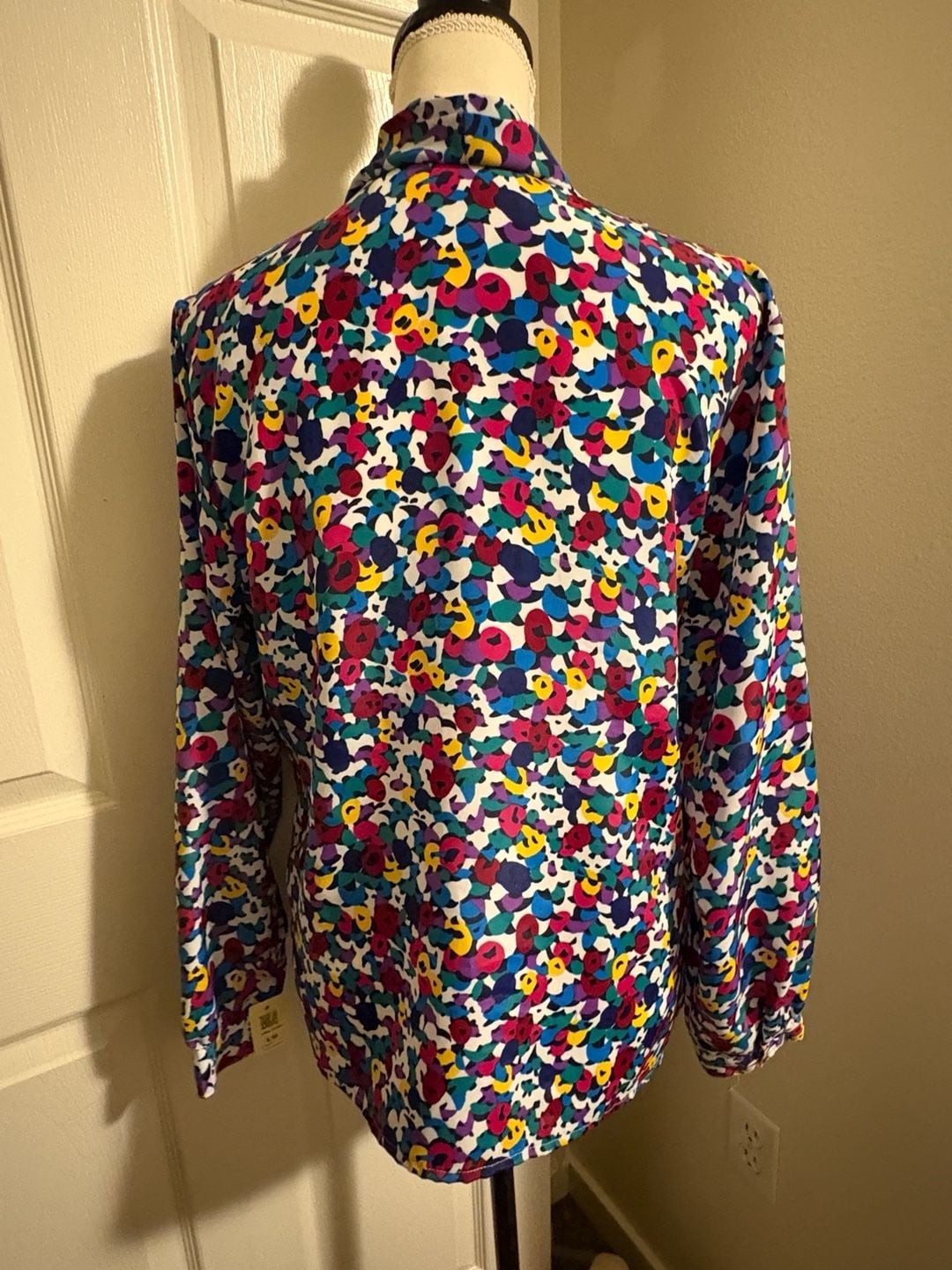 Vintage 80s 90s Impressions of California Abstract Floral Print Blouse Size 12