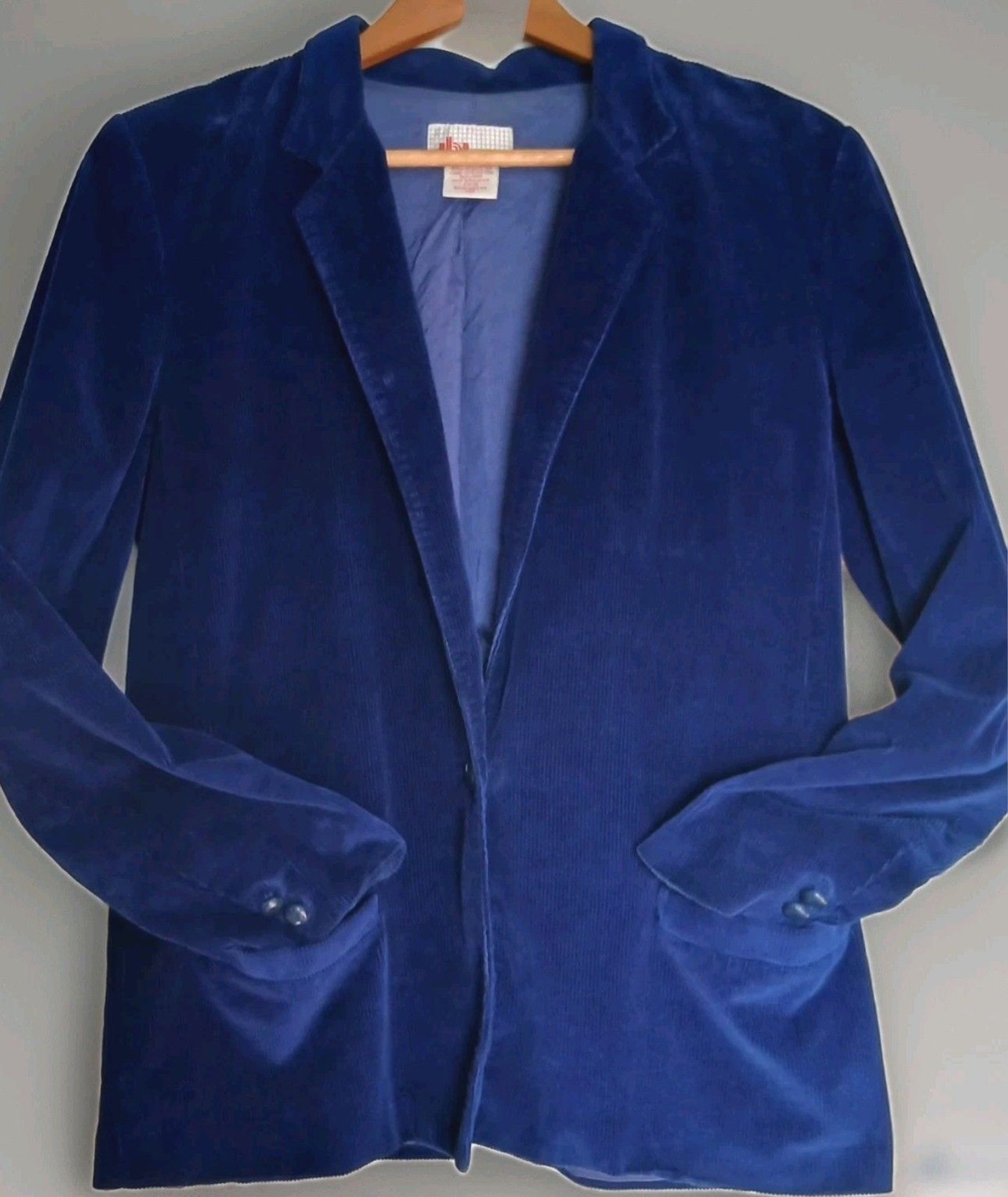 Vtg 70s Indigo Blue Corduroy Blazer Sz 10 100% Cotton JBJ Sportswear Rocker Chic