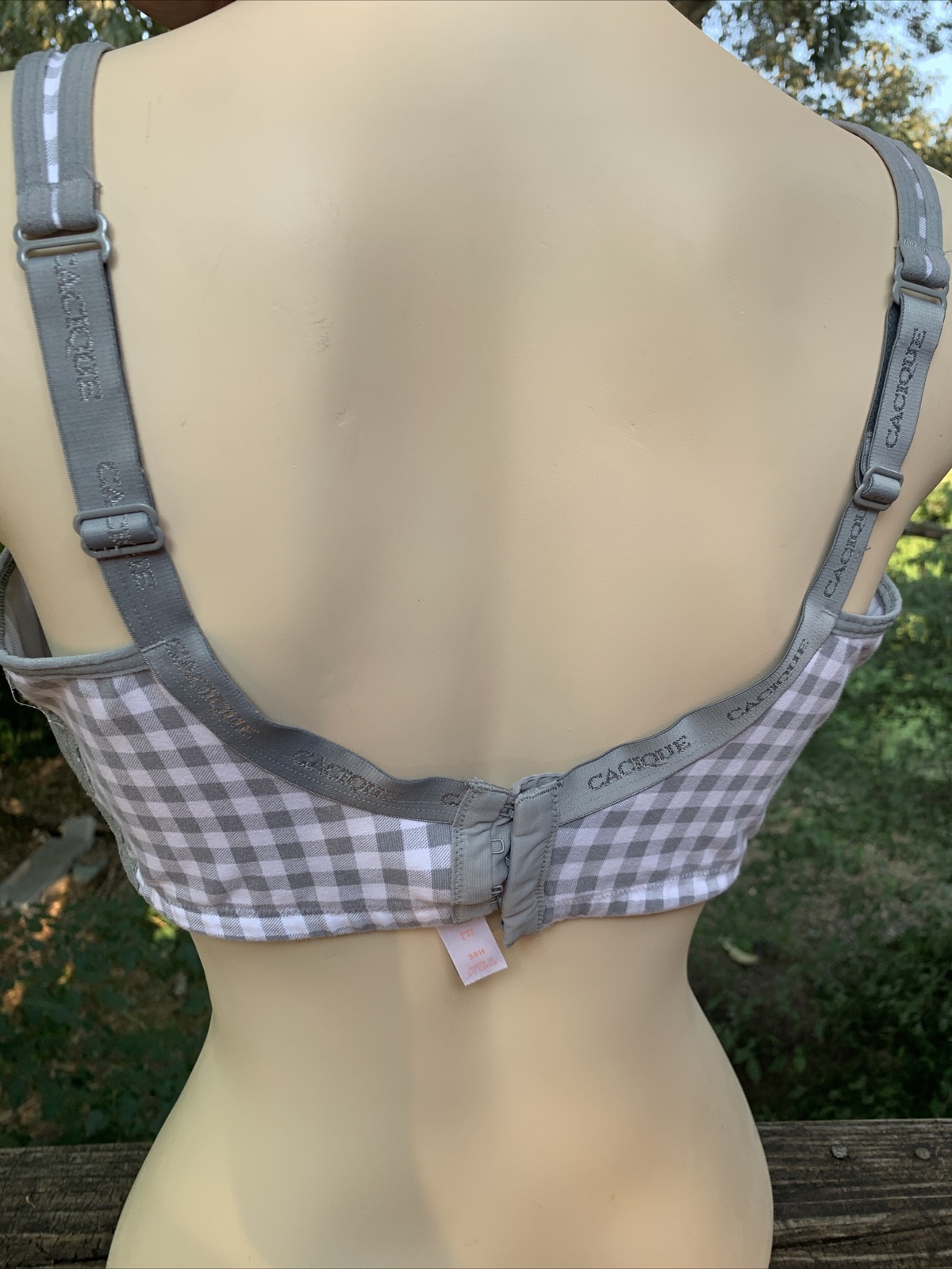 CACIQUE Gray Grey Houndstooth Plaid Bra Size 38H 38 H Cup Vintage ❤️sj7m27