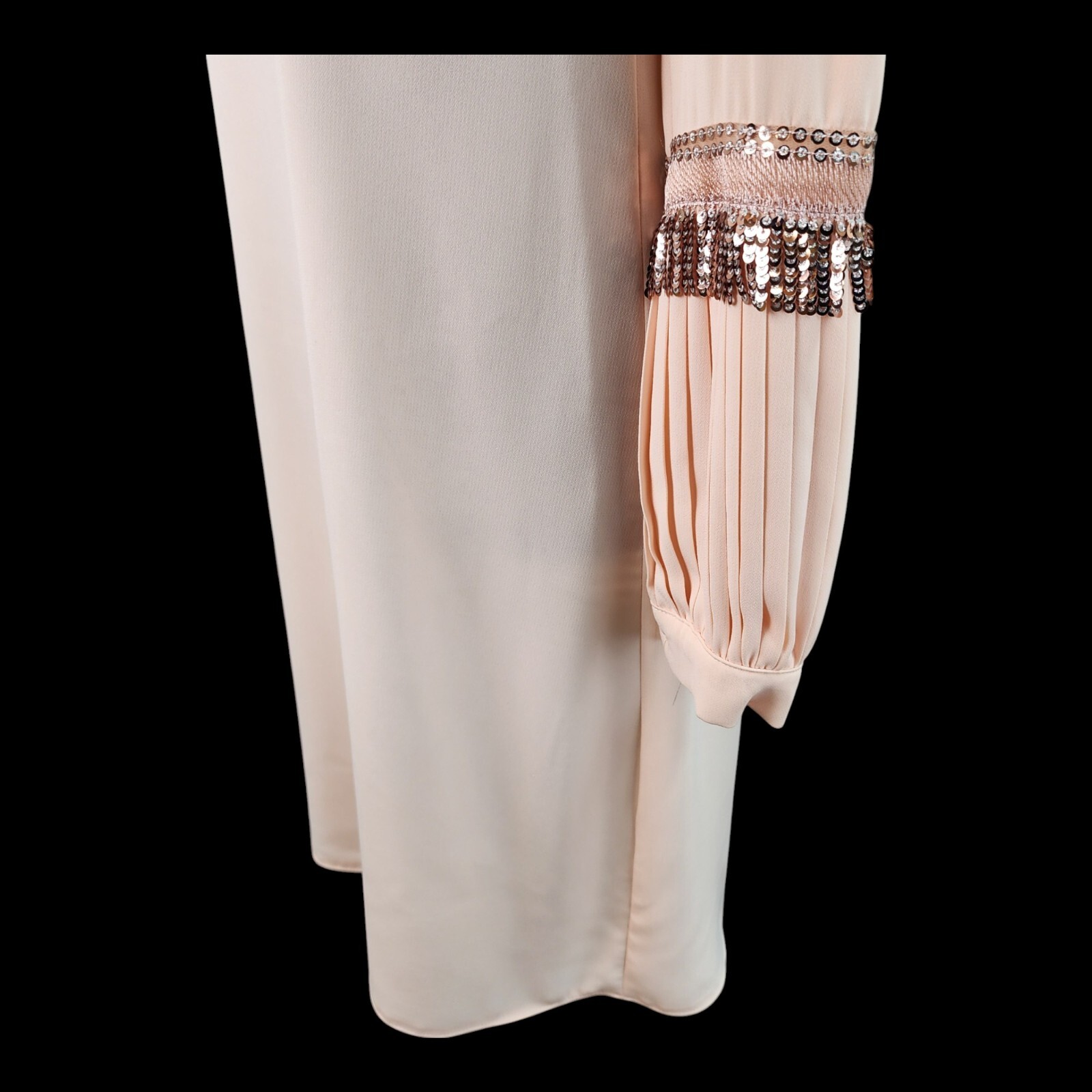 VTG Miss Miray Beaded Fringe Dress Sz 8 Light Pink Quiet Elegance Classic Luxury